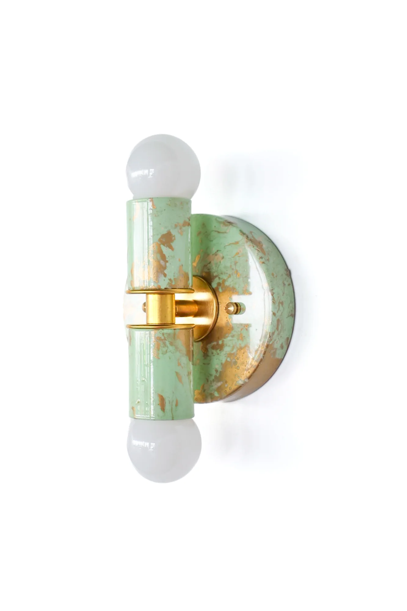 Mint, Cream, & Gold Marbled Small Thalia Sconces - Image 6