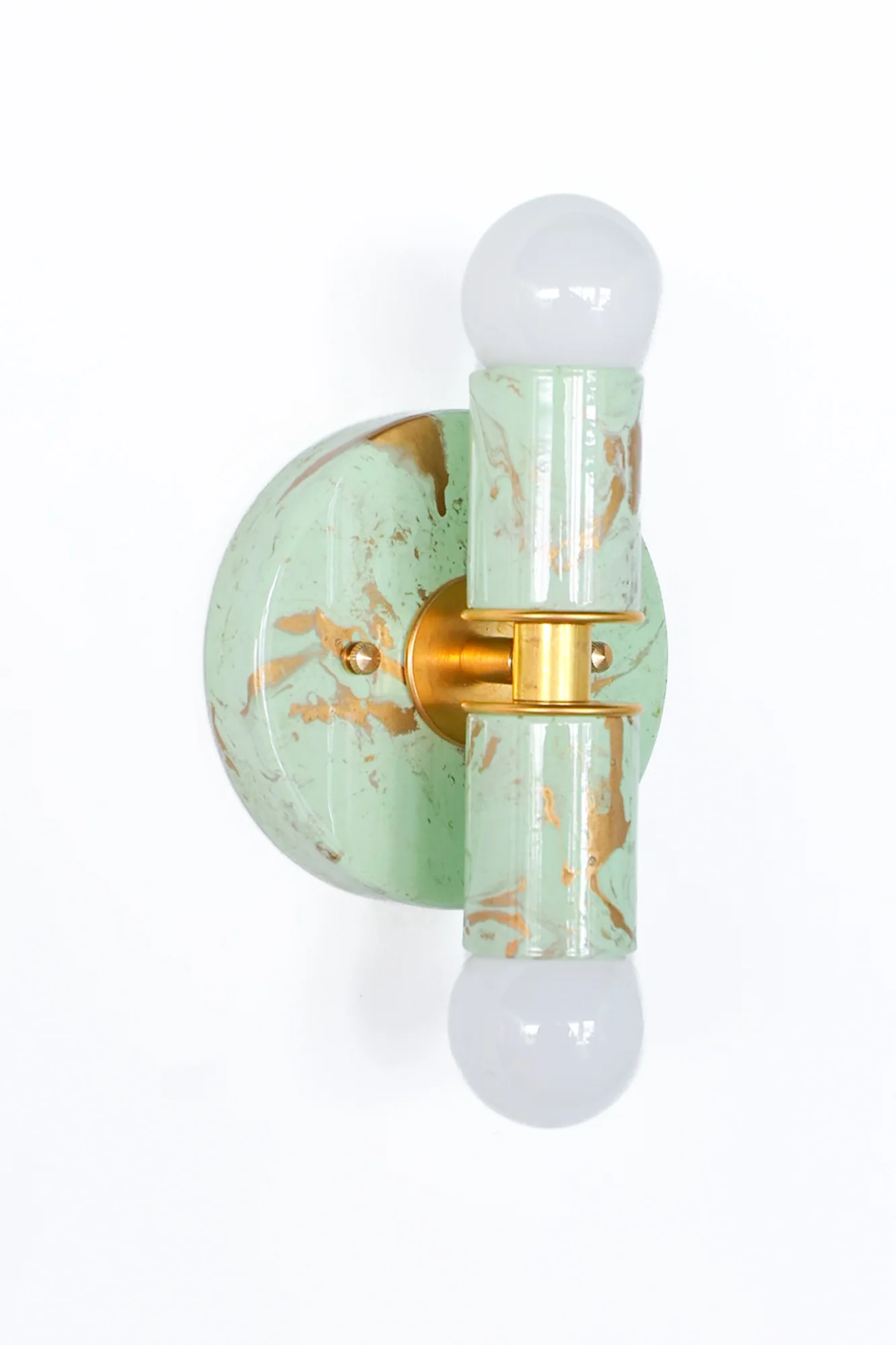Mint, Cream, & Gold Marbled Small Thalia Sconces - Image 7