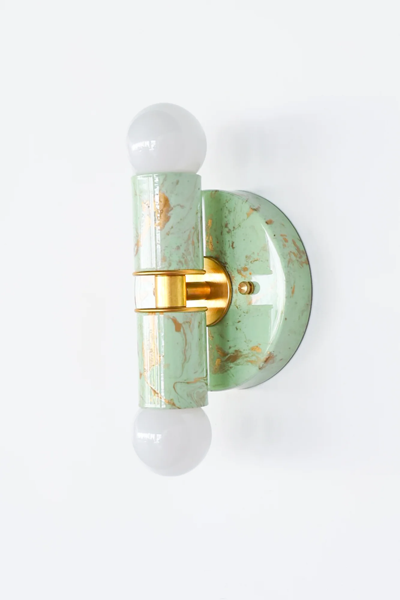 Mint, Cream, & Gold Marbled Small Thalia Sconces - Image 8
