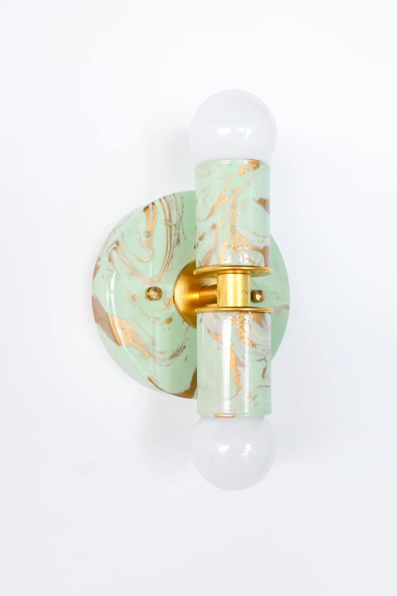 Mint, Cream, & Gold Marbled Small Thalia Sconces - Image 9