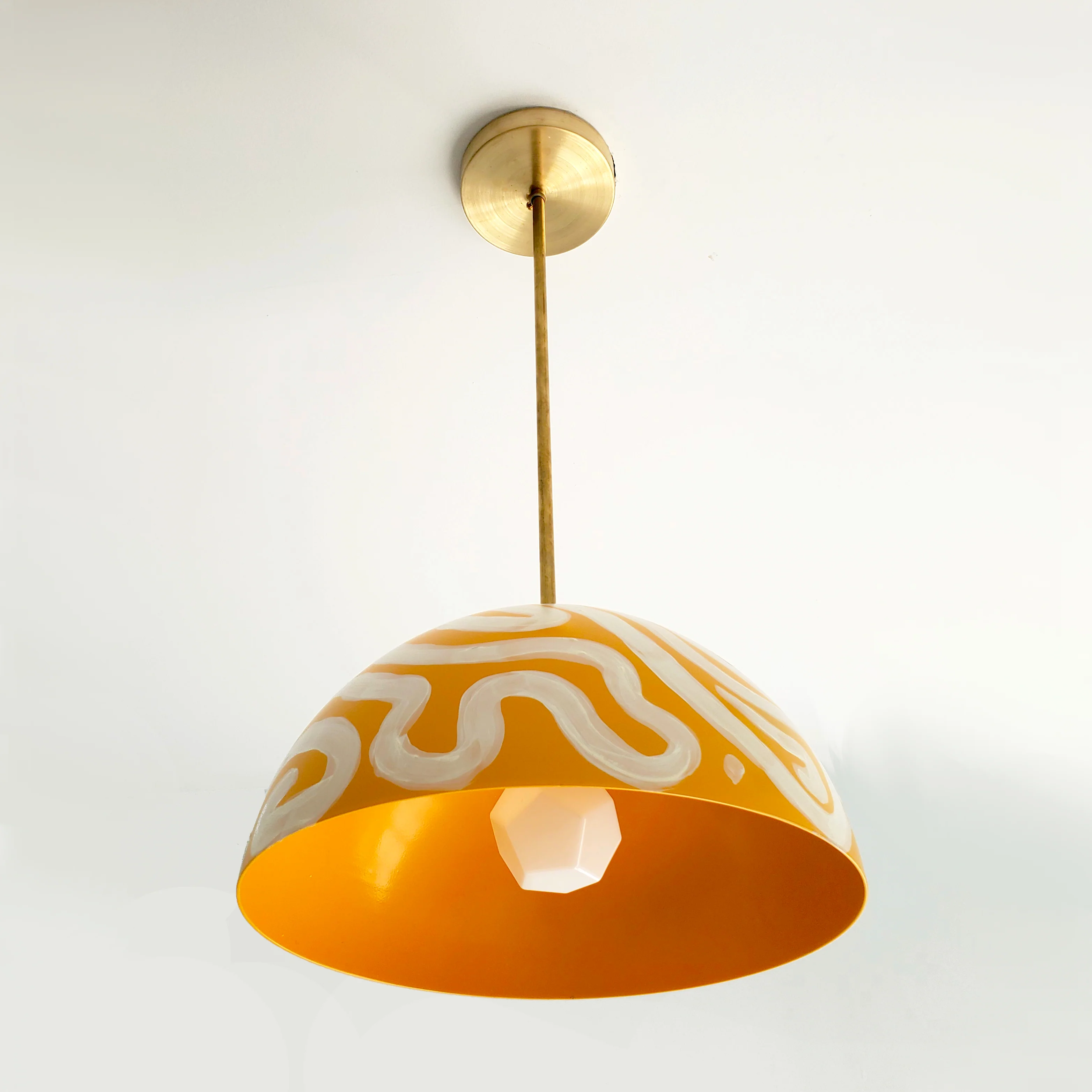 Noma Pendant Handpainted in mustard & white - Image 4