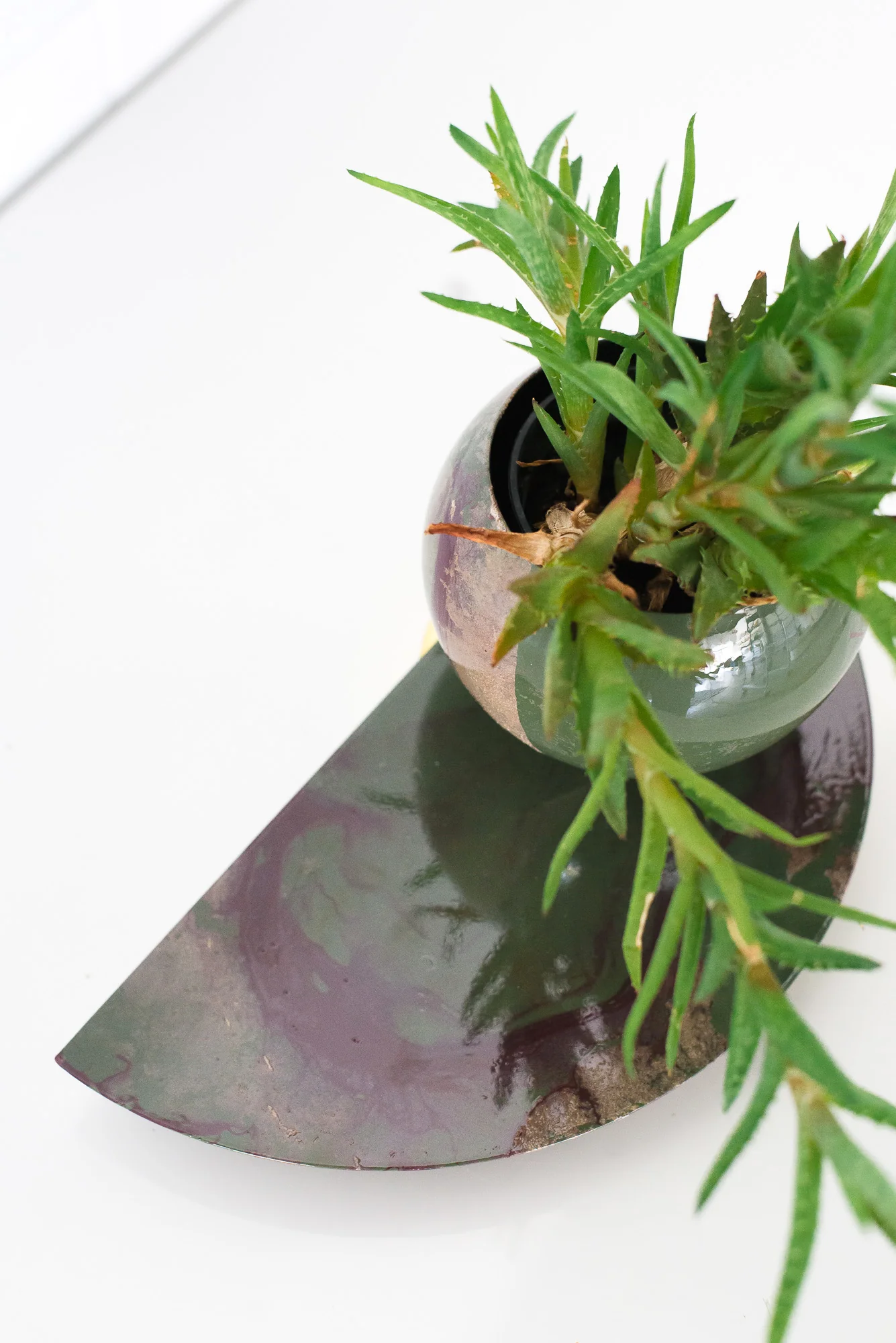 Olive & Eggplant Marbled Demilune Planter - Image 2