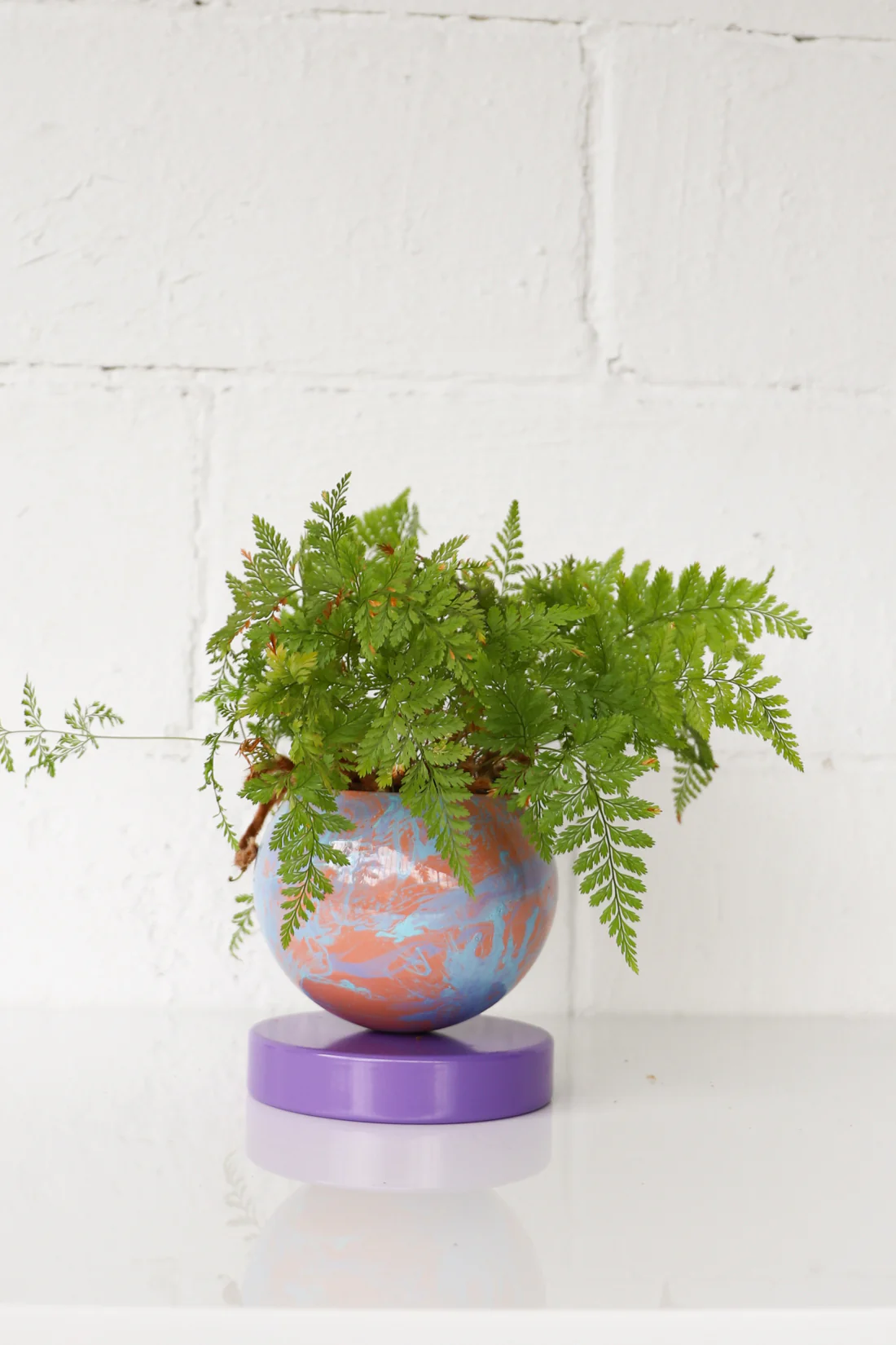 Orchid, Peach, & Light Blue Marbled Loa Planter - Image 2
