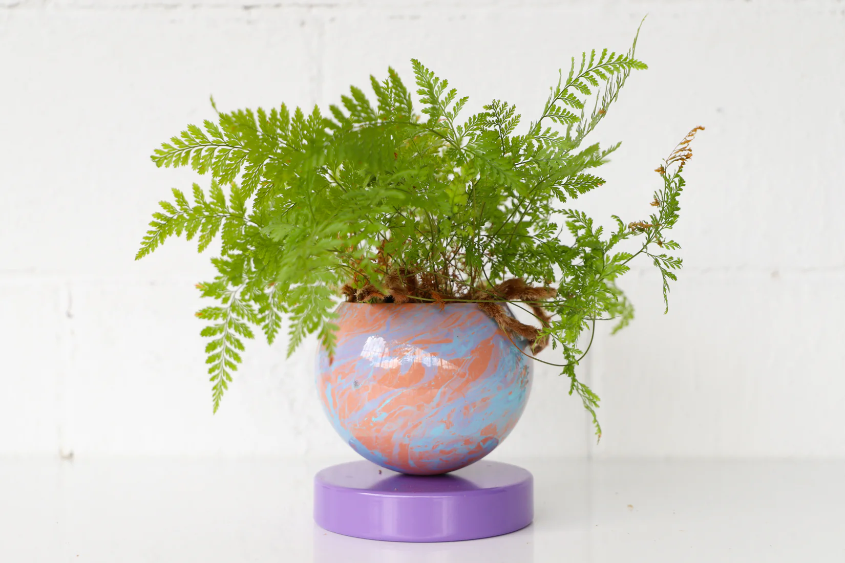 Orchid, Peach, & Light Blue Marbled Loa Planter - Image 4