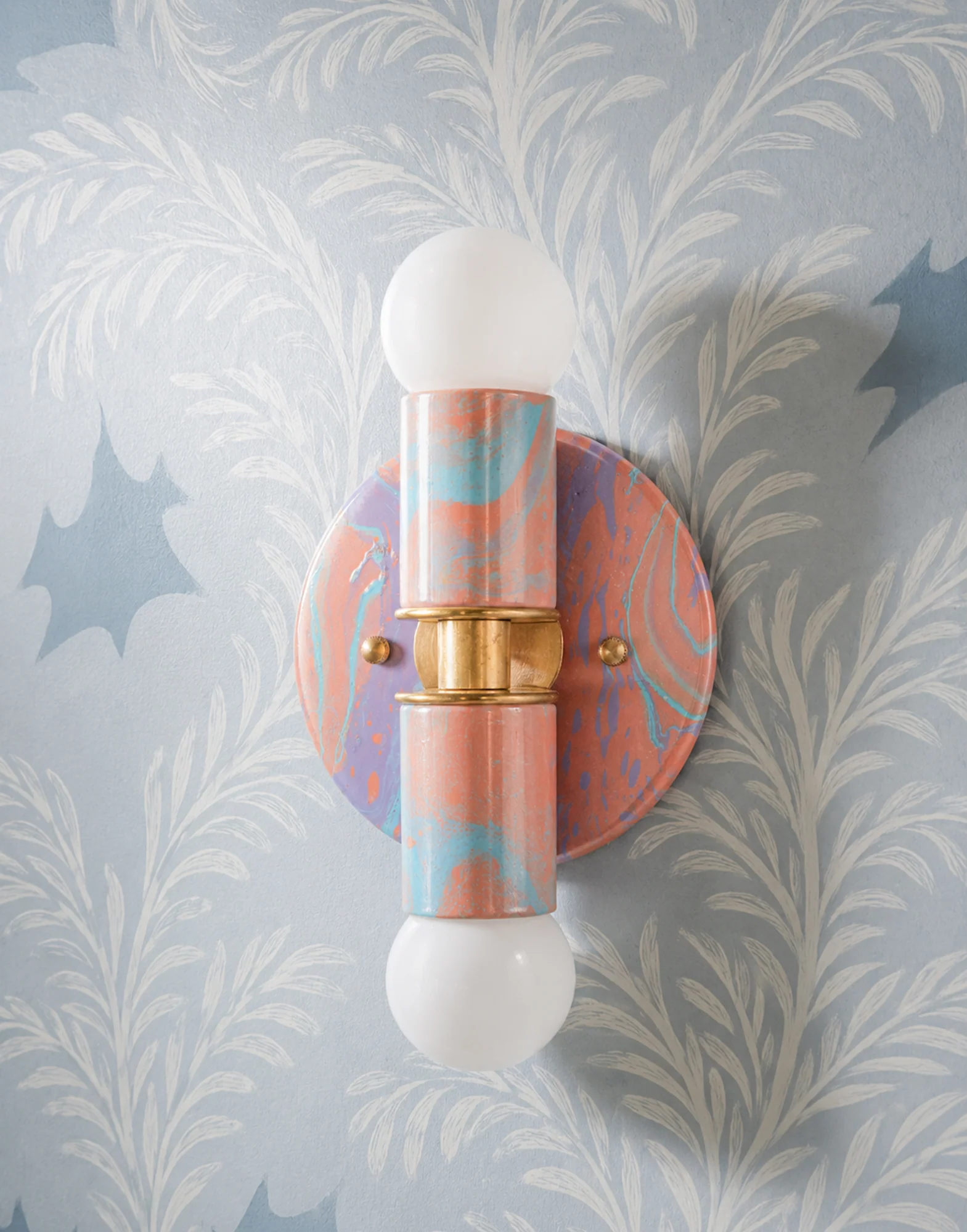 Peach, Lavender, & Light Blue Marbled Small Thalia Sconces - Image 10