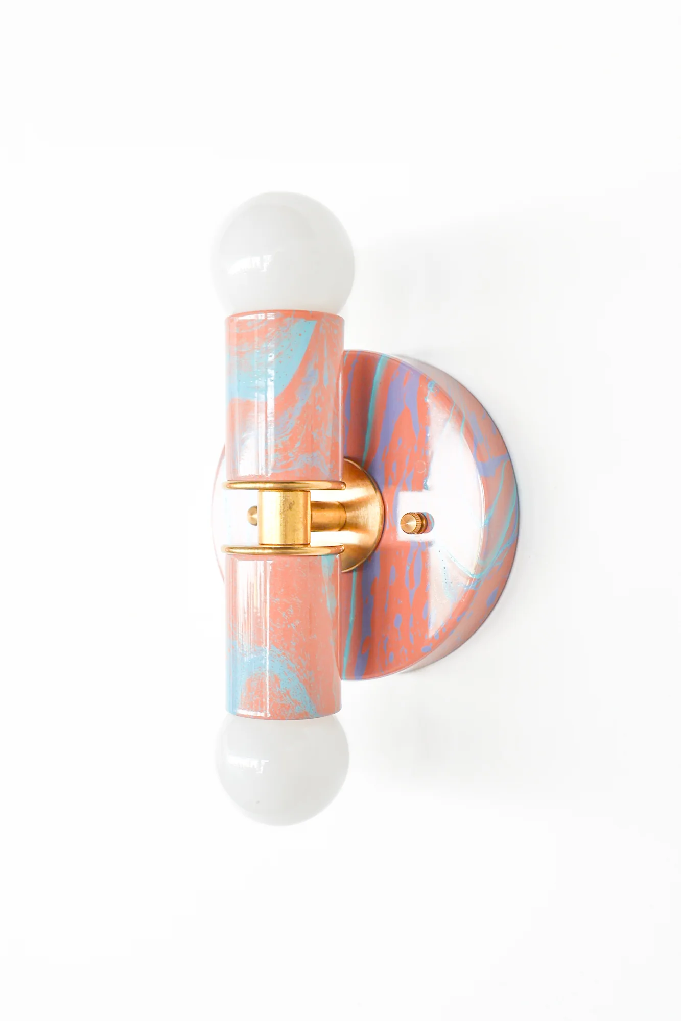 Peach, Lavender, & Light Blue Marbled Small Thalia Sconces - Image 11
