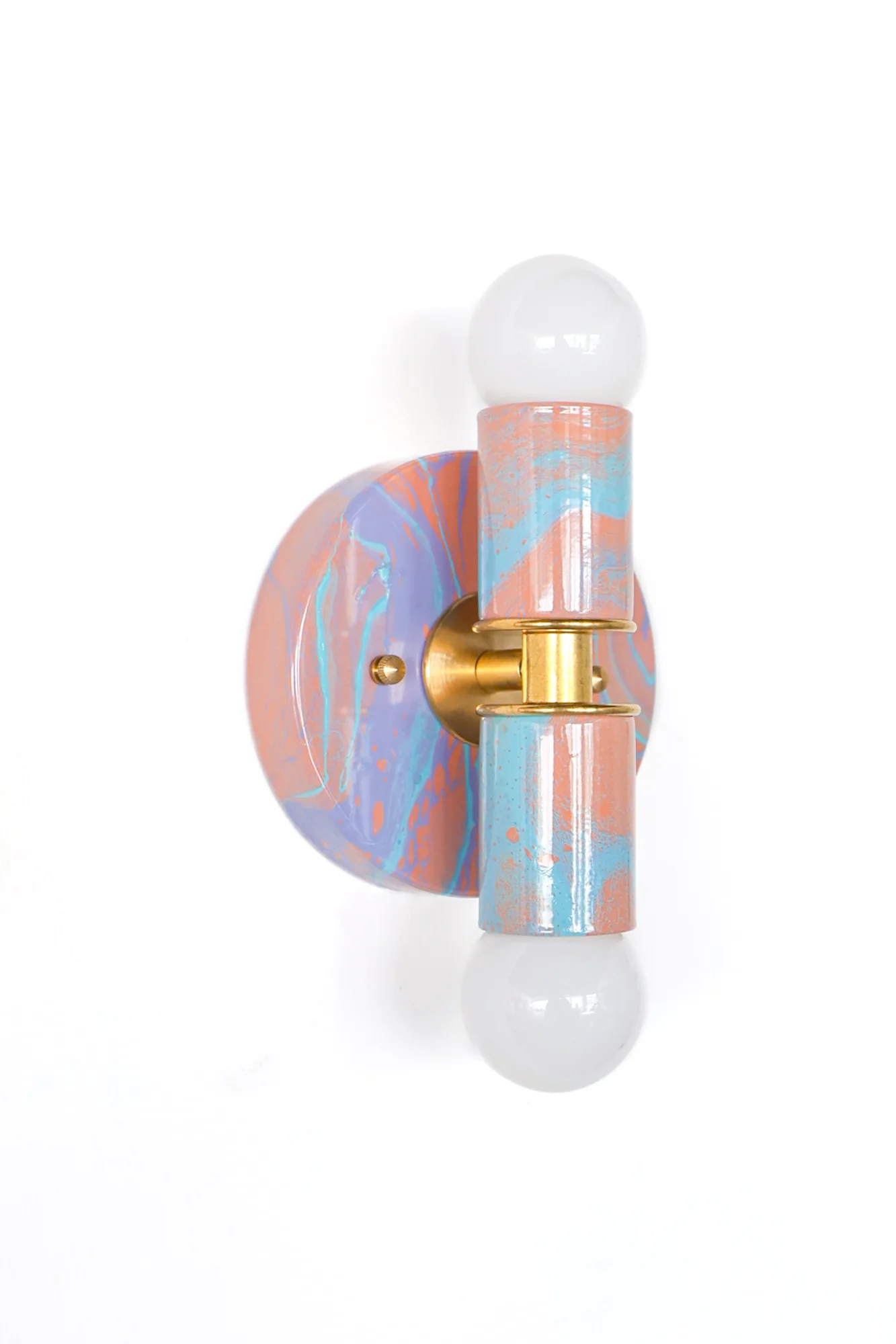 Peach, Lavender, & Light Blue Marbled Small Thalia Sconces - Image 12