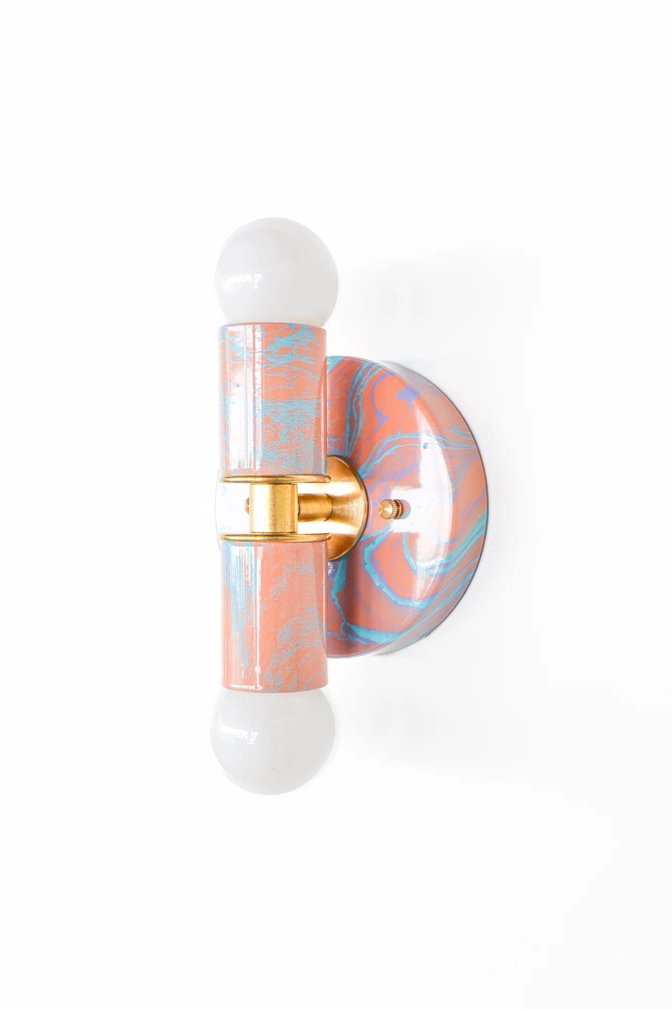 Peach, Lavender, & Light Blue Marbled Small Thalia Sconces - Image 15