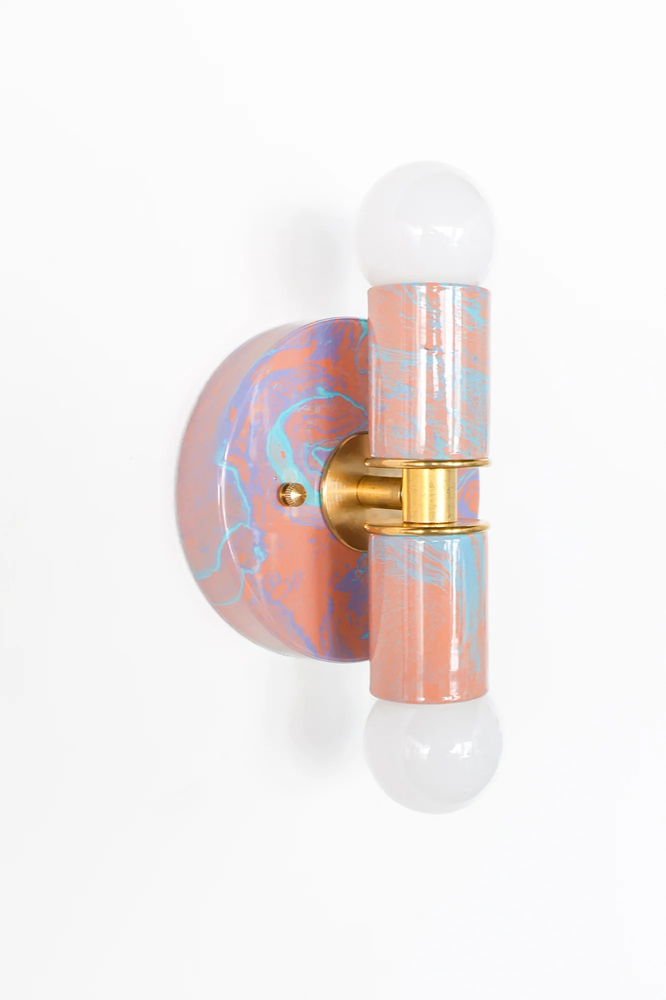 Peach, Lavender, & Light Blue Marbled Small Thalia Sconces - Image 16