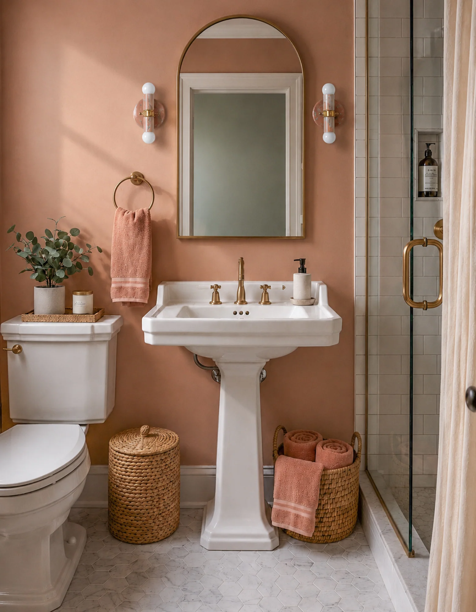 Peach, Lavender, & Light Blue Marbled Small Thalia Sconces - Image 3