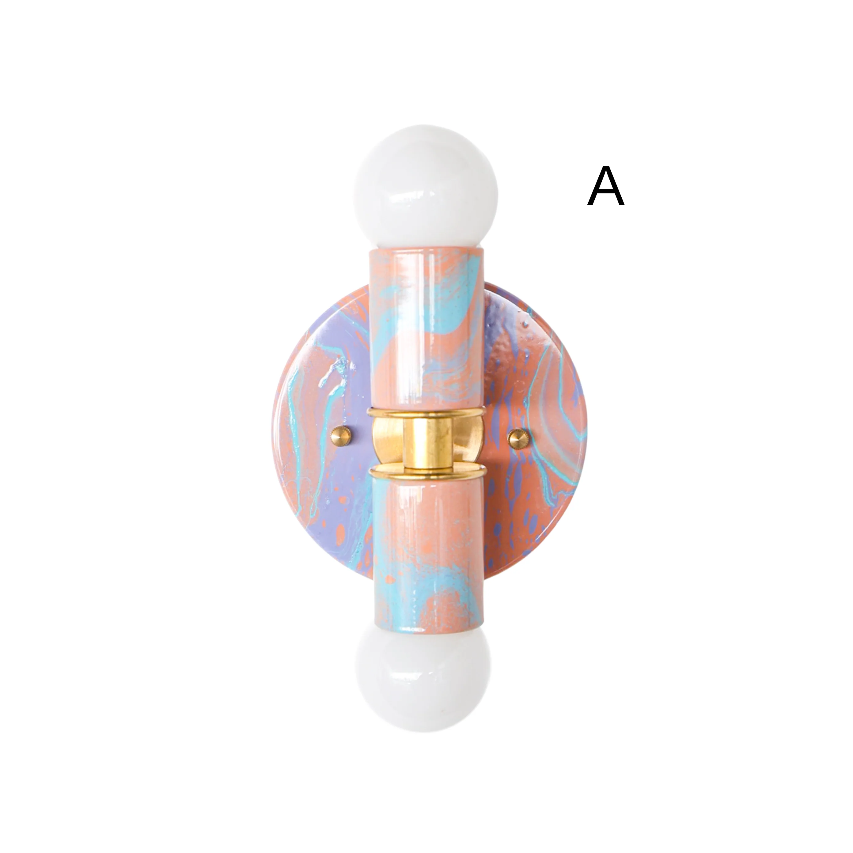 Peach, Lavender, & Light Blue Marbled Small Thalia Sconces - Image 4