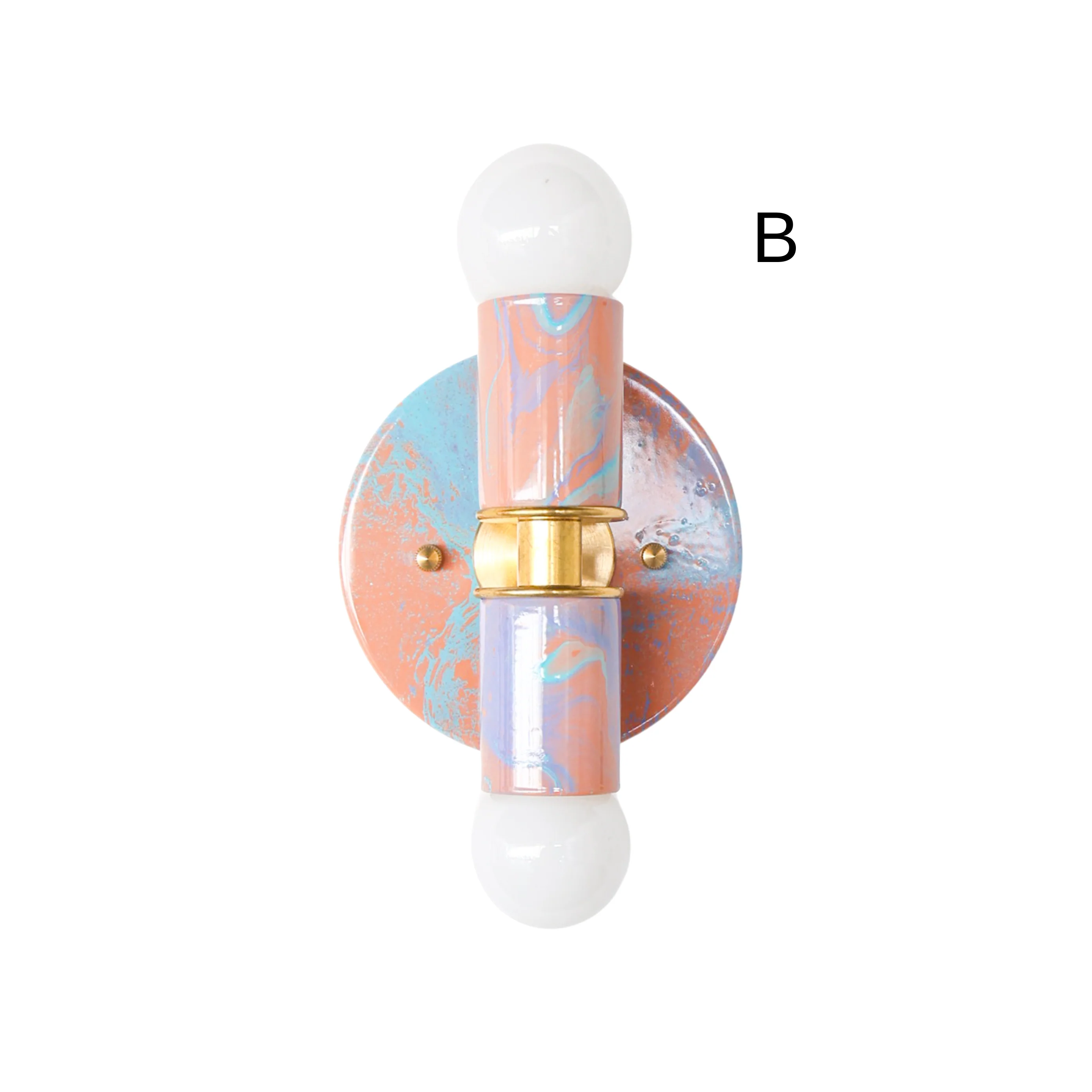 Peach, Lavender, & Light Blue Marbled Small Thalia Sconces - Image 5