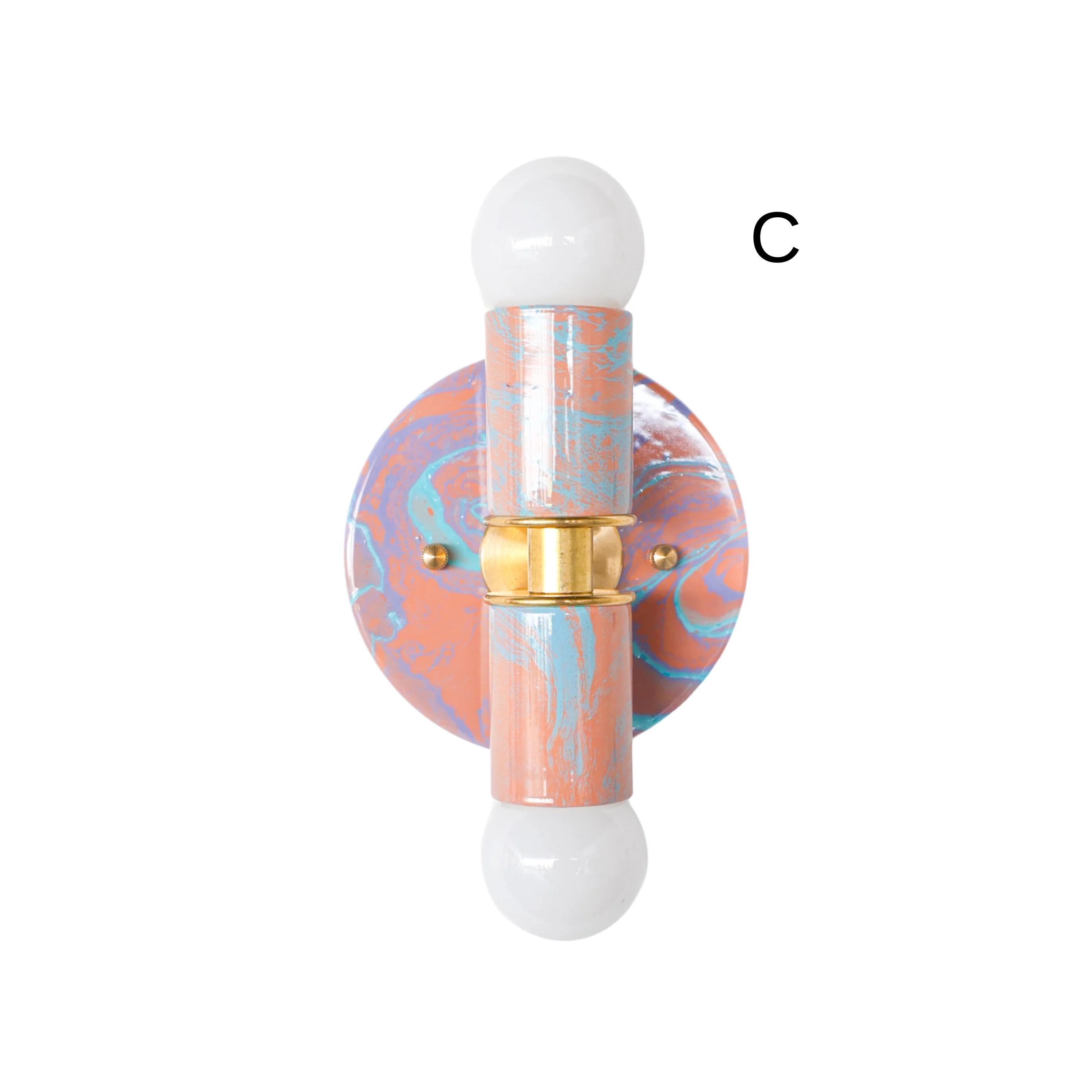 Peach, Lavender, & Light Blue Marbled Small Thalia Sconces - Image 6