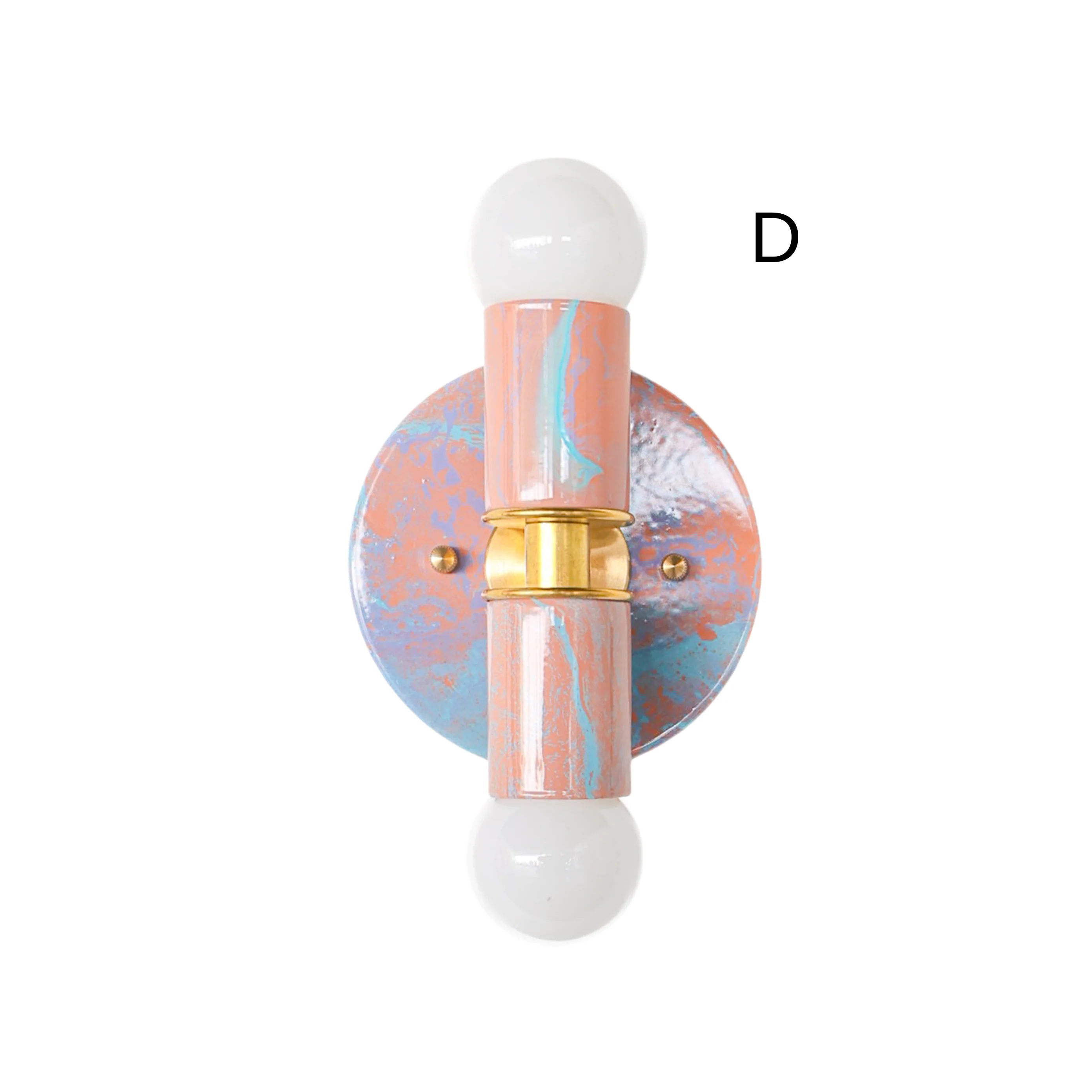 Peach, Lavender, & Light Blue Marbled Small Thalia Sconces - Image 7