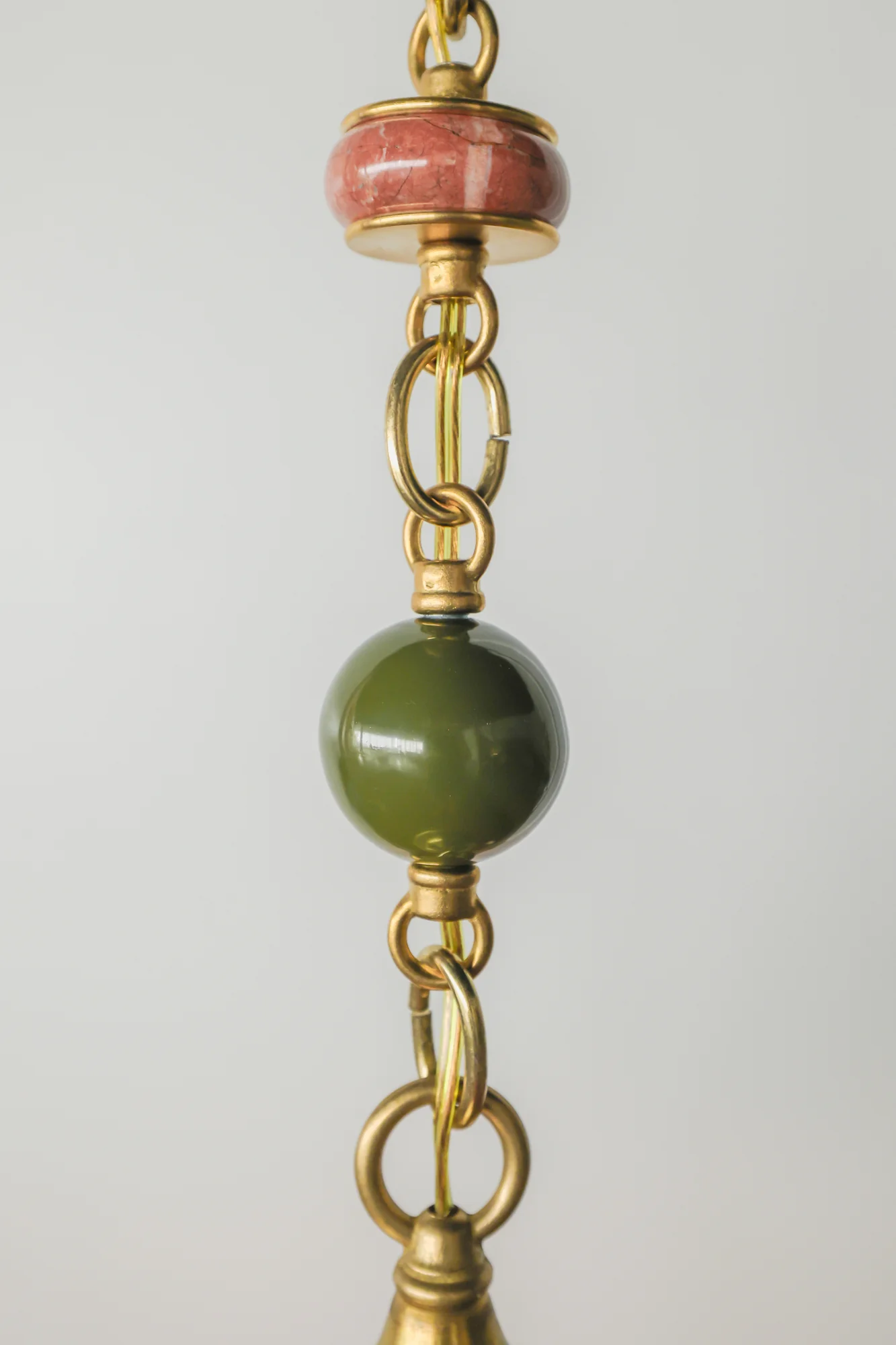 Peach, Olive, & Rose Marble Beaded Pendant Light - One of One - Image 2