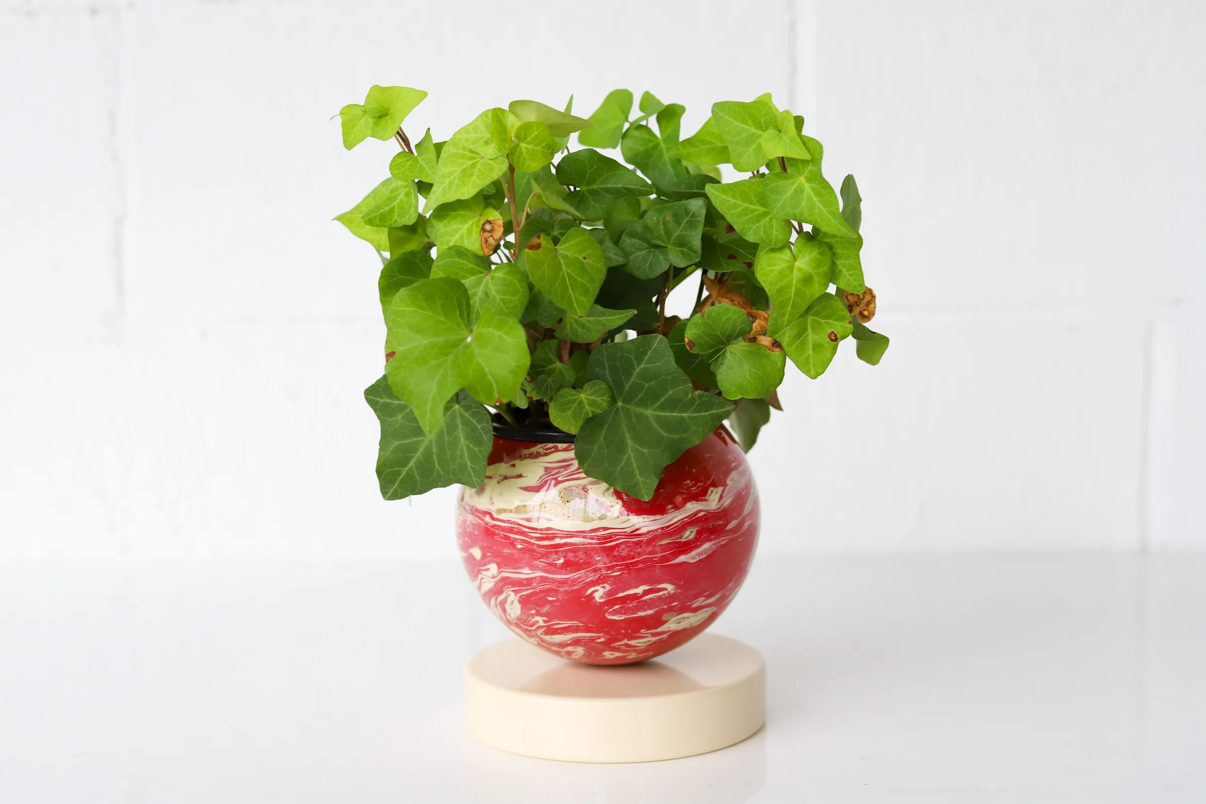 Red, Cream, & Gold Marbled Loa Planter - Image 2