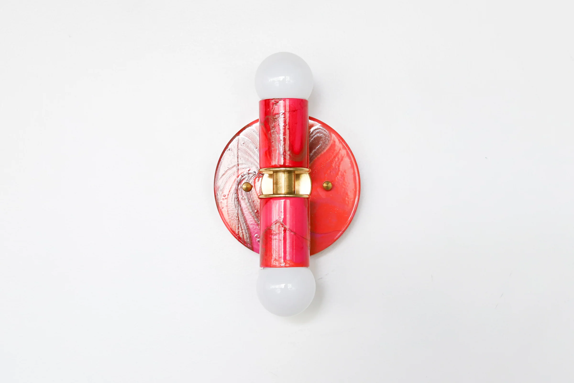Red & Pink Marbled Small Thalia Sconces - Image 10
