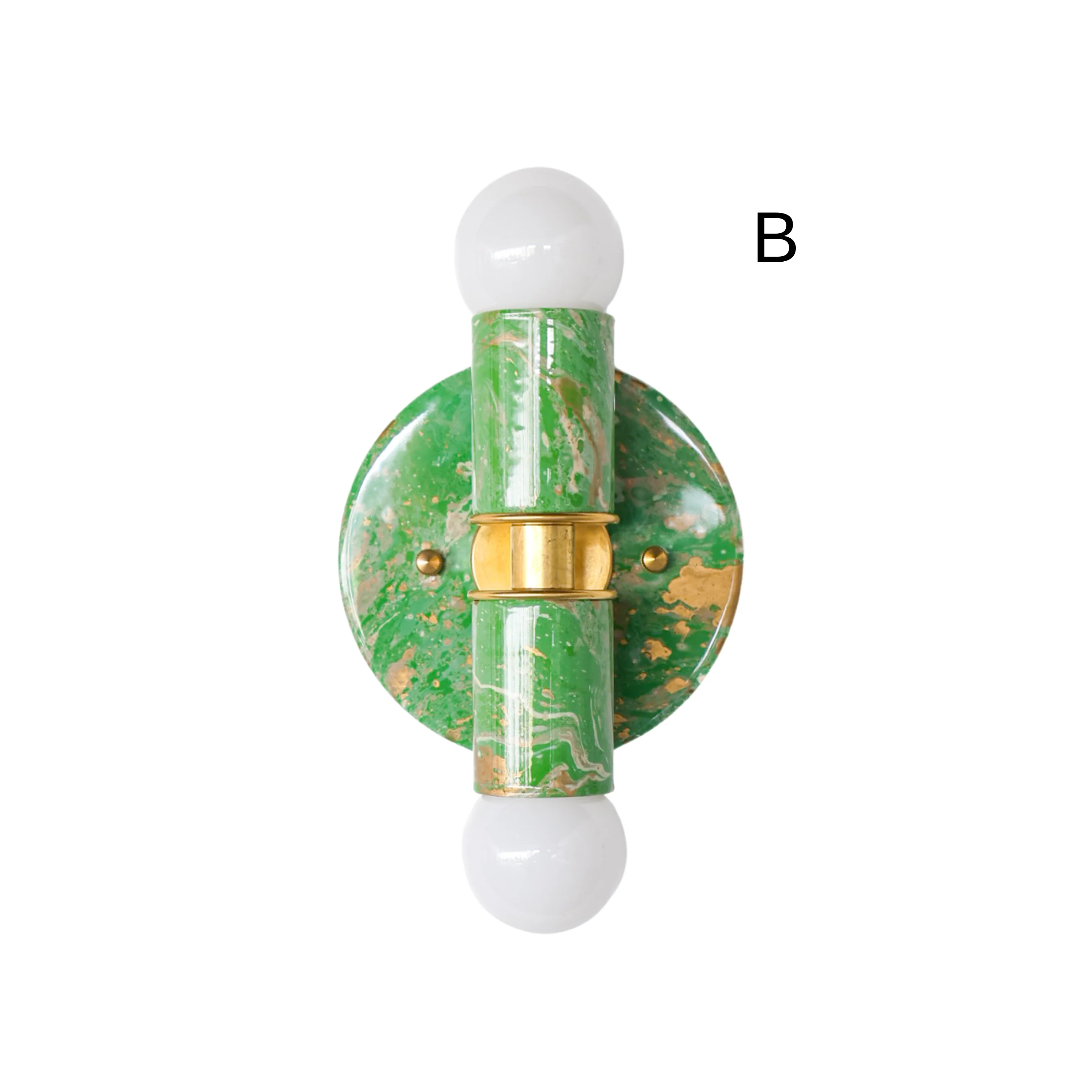Spring Green, Cream, & Gold Marbled Small Thalia Sconces - Image 3