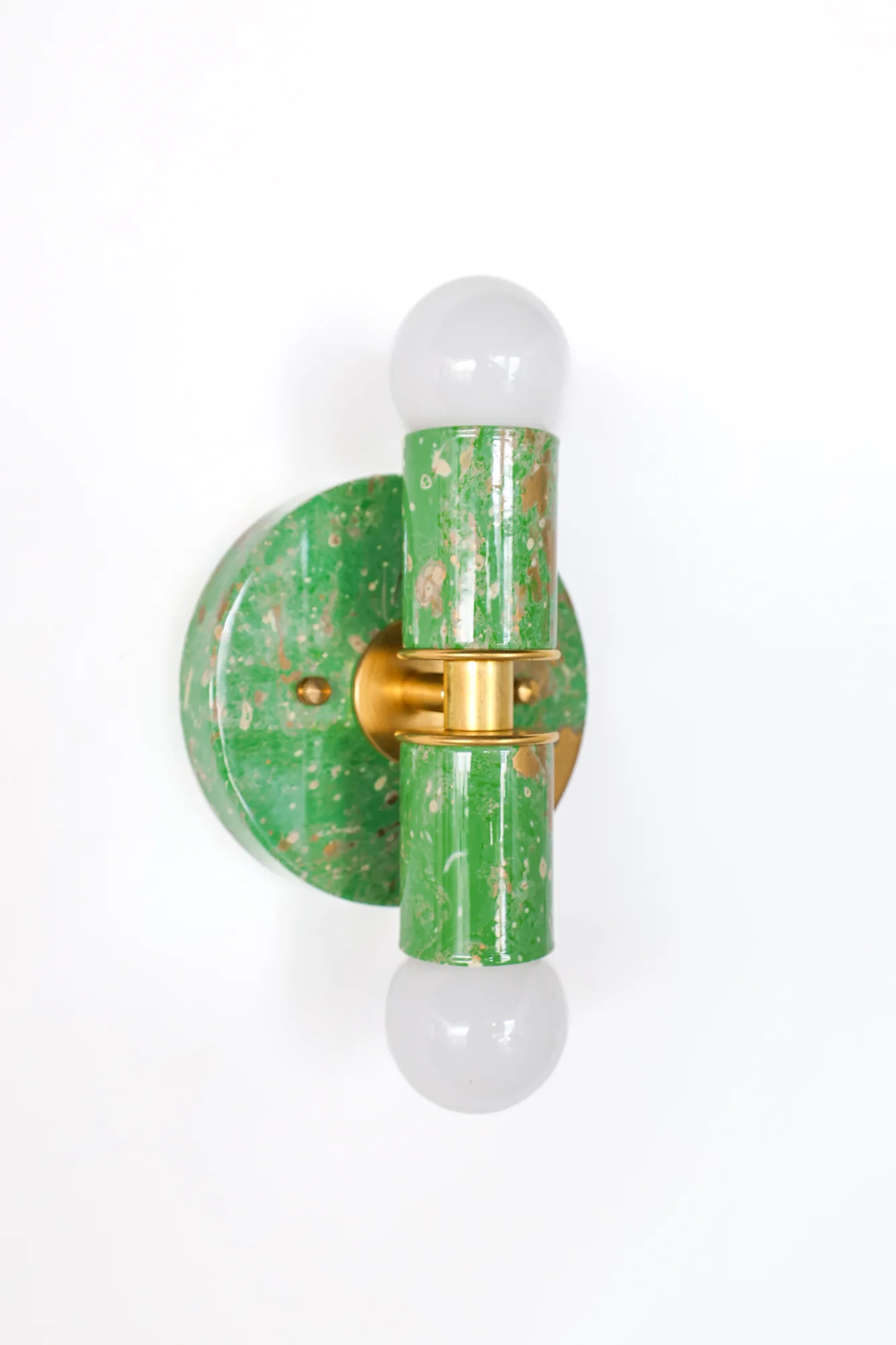 Spring Green, Cream, & Gold Marbled Small Thalia Sconces - Image 6