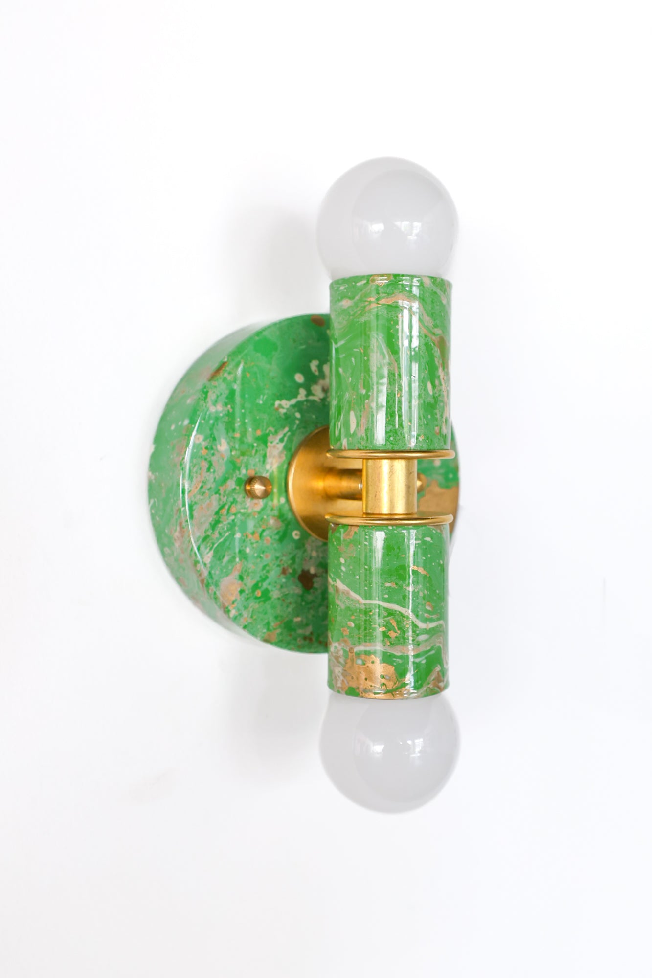 Spring Green, Cream, & Gold Marbled Small Thalia Sconces - Image 7
