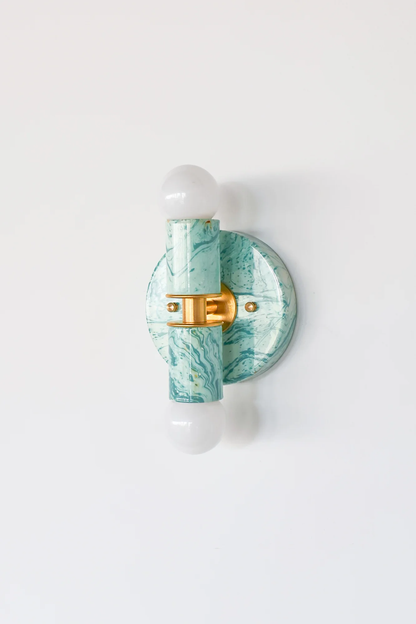 Teal & Cream Marbled Small Thalia Sconces - Image 10