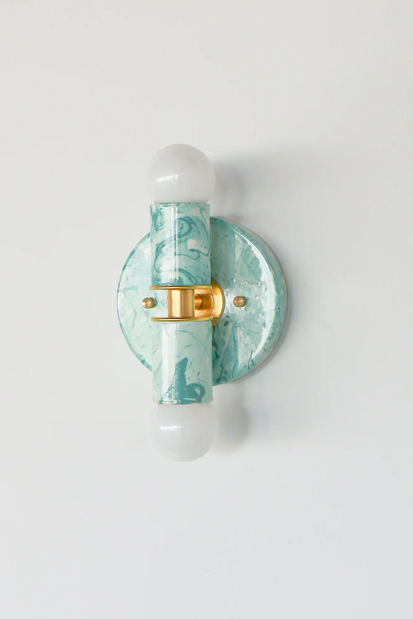 Teal & Cream Marbled Small Thalia Sconces - Image 11
