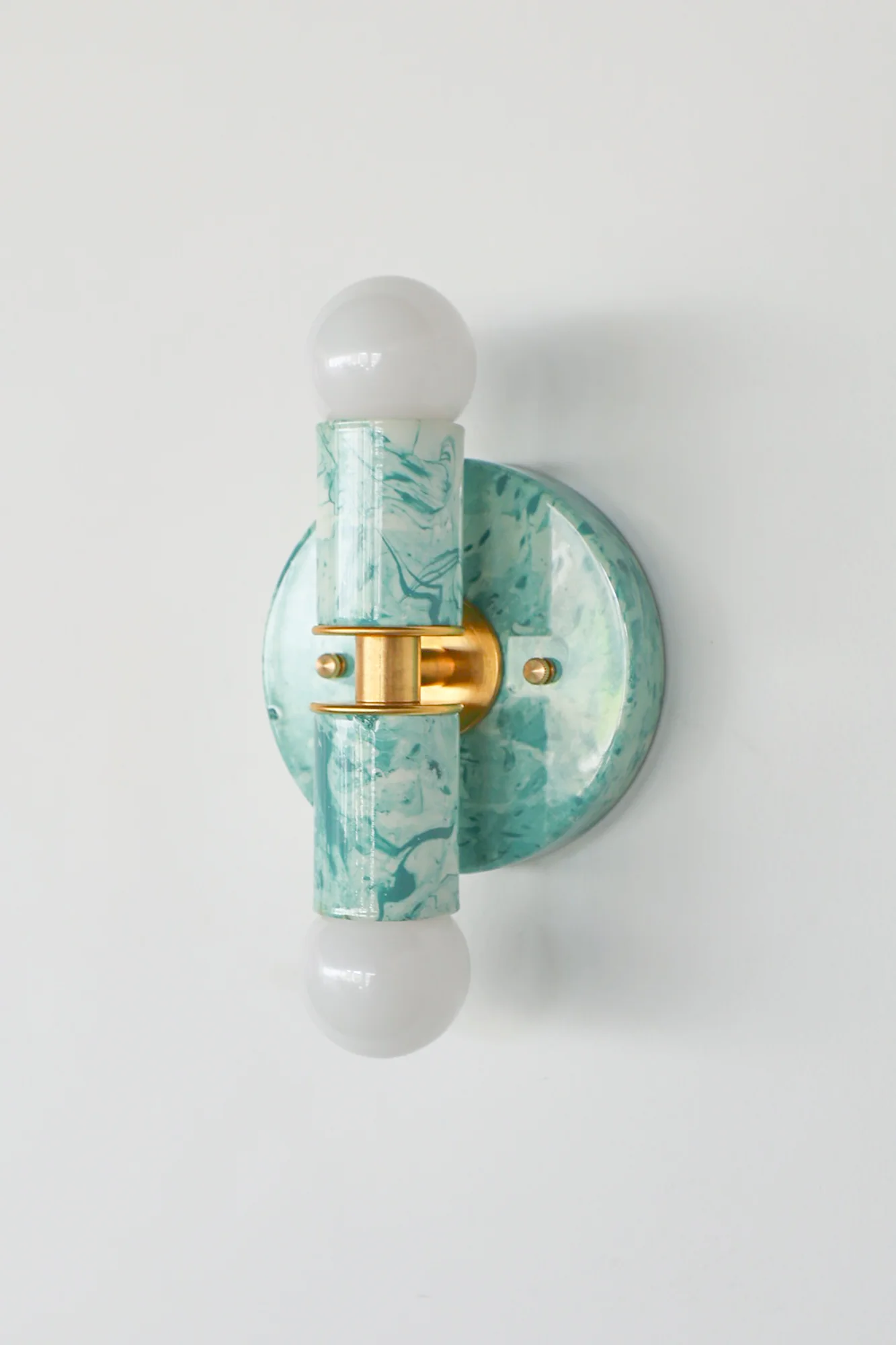 Teal & Cream Marbled Small Thalia Sconces - Image 13
