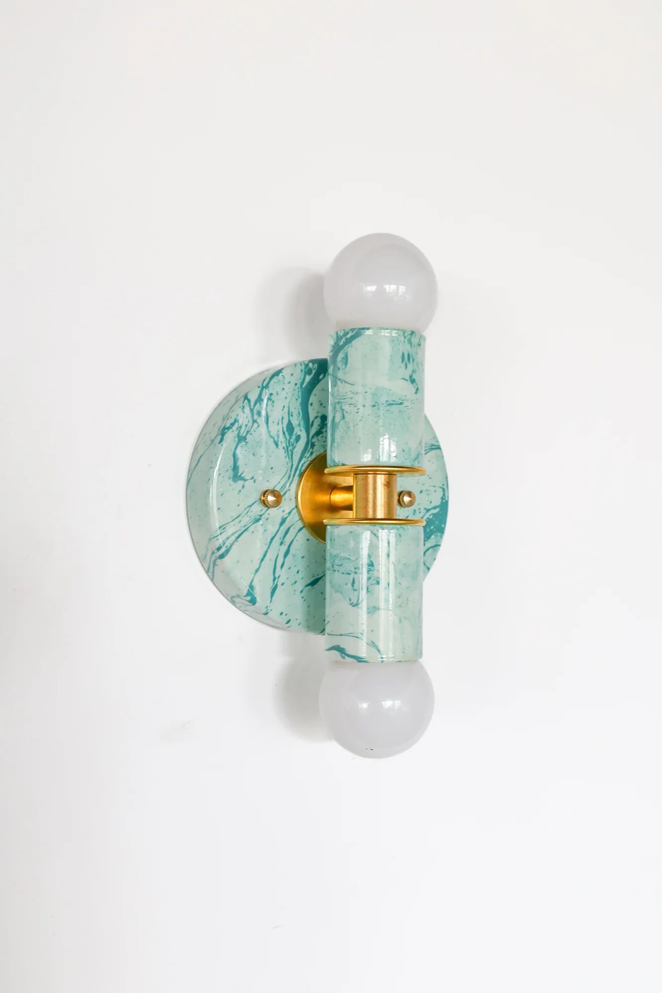 Teal & Cream Marbled Small Thalia Sconces - Image 16