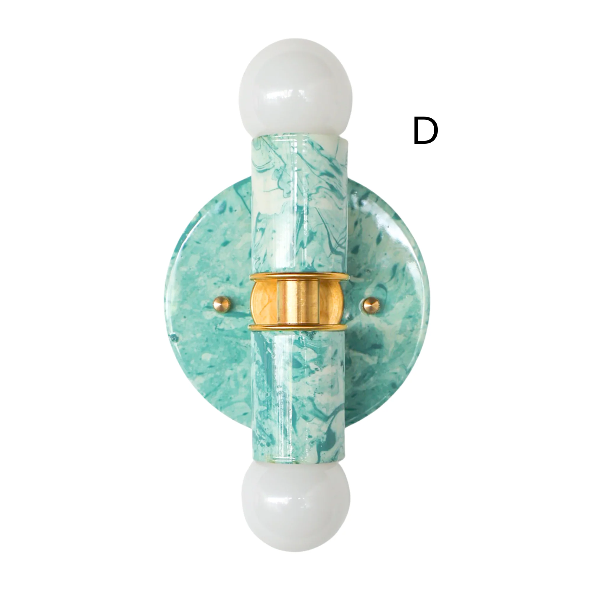 Teal & Cream Marbled Small Thalia Sconces - Image 5