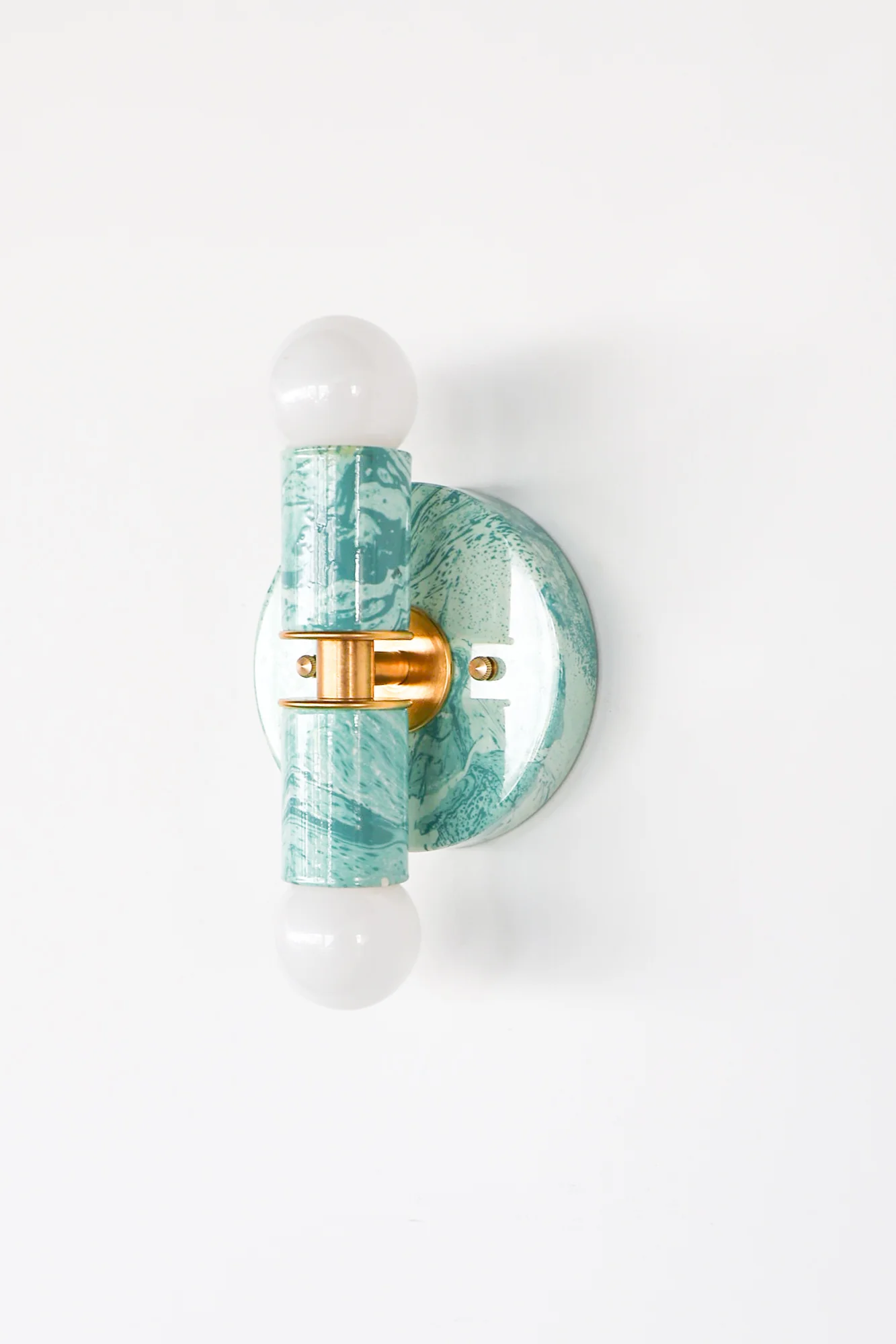 Teal & Cream Marbled Small Thalia Sconces - Image 7