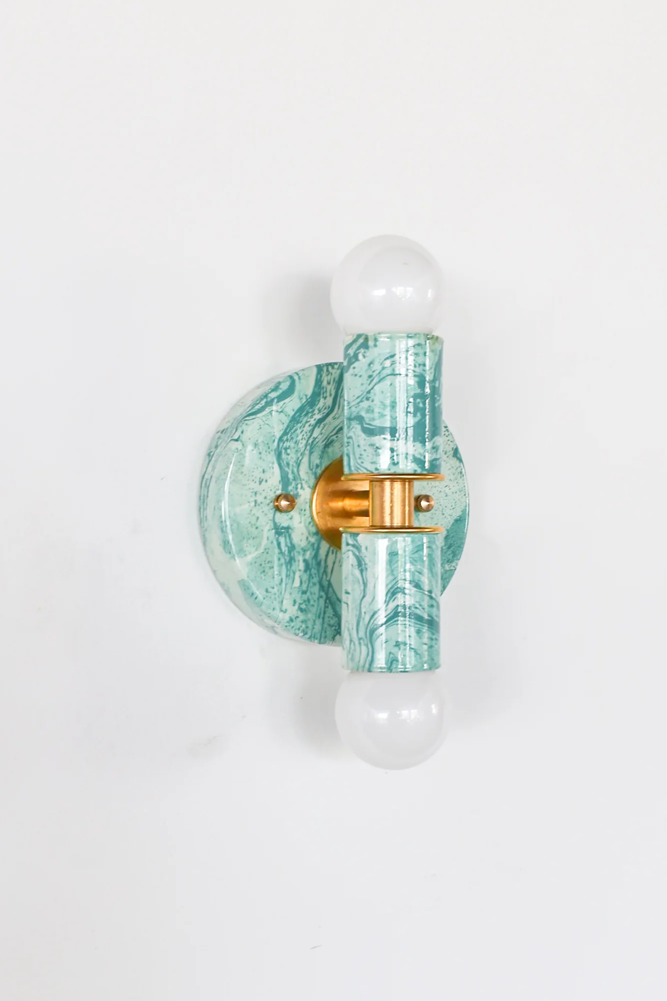 Teal & Cream Marbled Small Thalia Sconces - Image 8