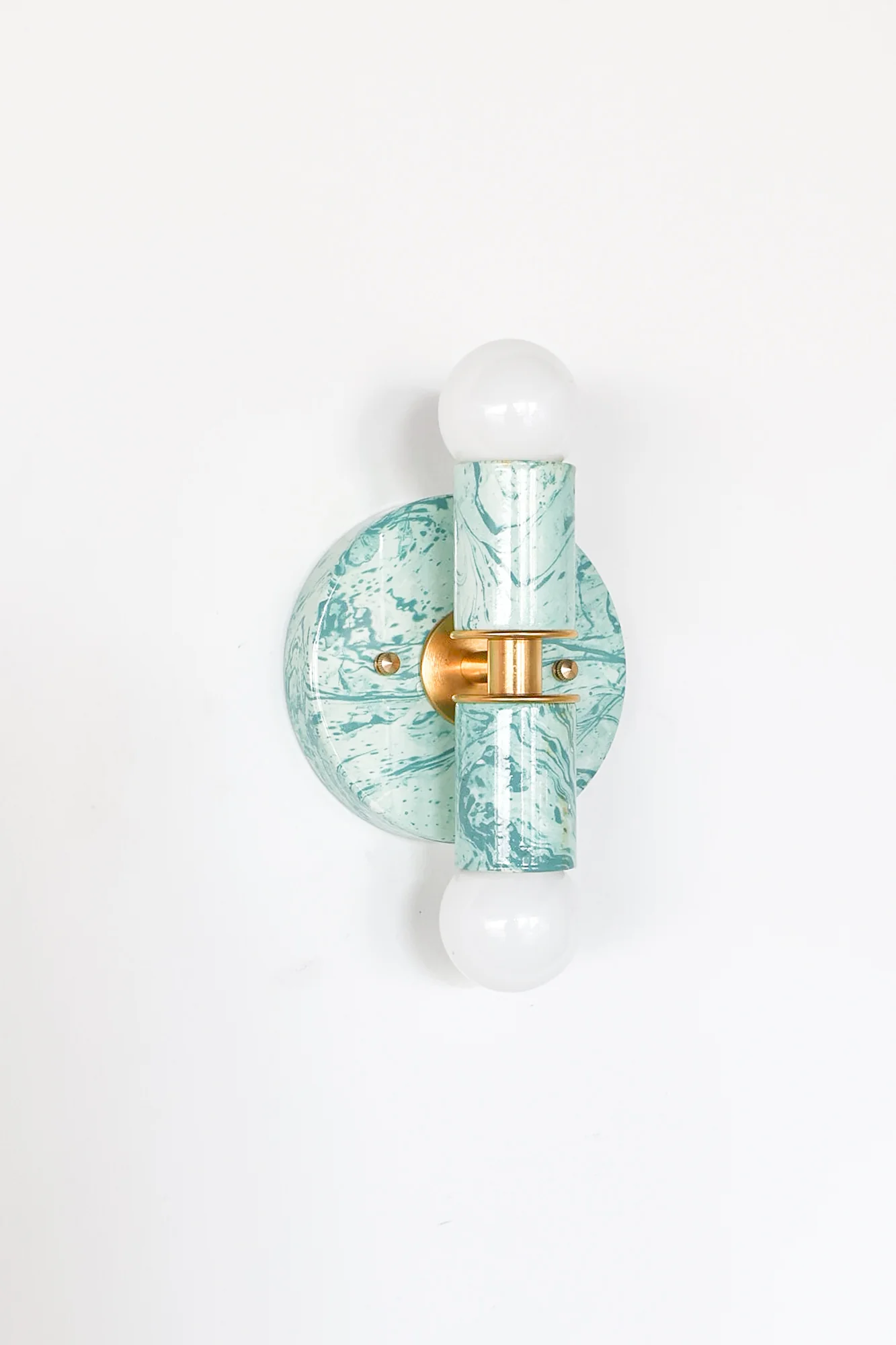 Teal & Cream Marbled Small Thalia Sconces - Image 9