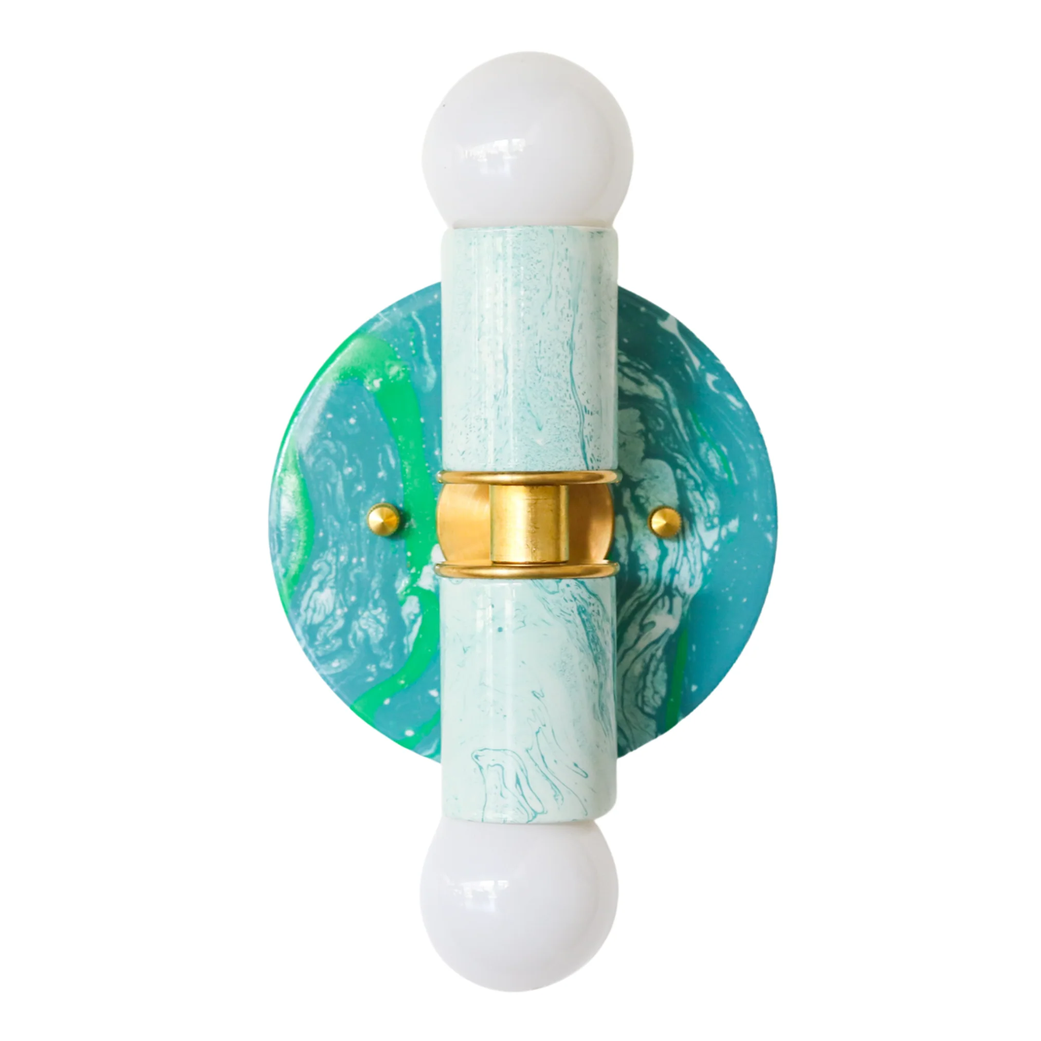Teal & White Marbled Small Thalia Sconces