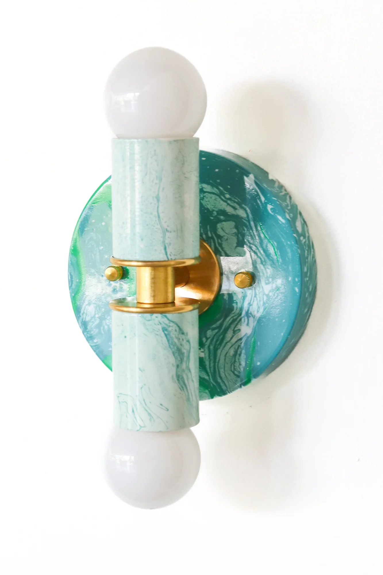 Teal & White Marbled Small Thalia Sconces - Image 10