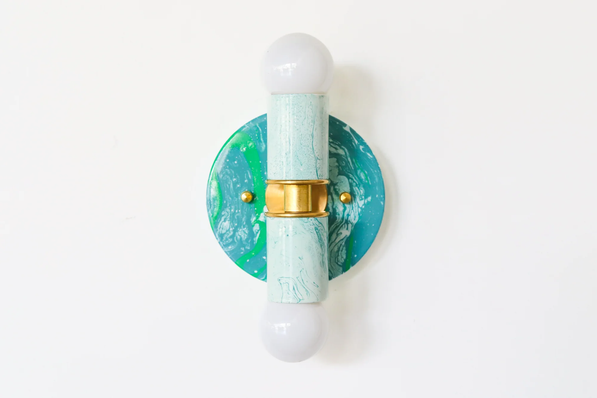 Teal & White Marbled Small Thalia Sconces - Image 12