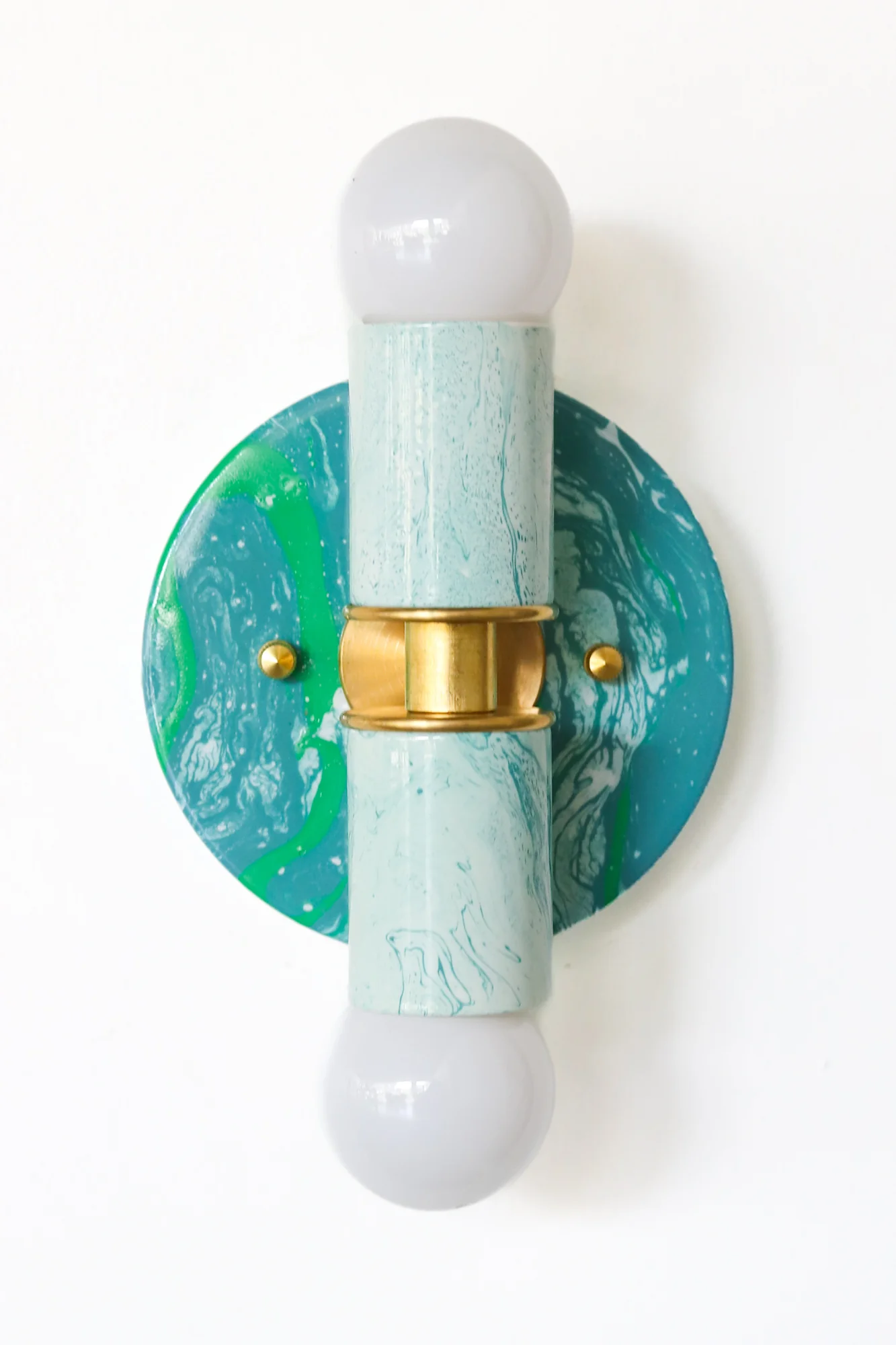Teal & White Marbled Small Thalia Sconces - Image 3