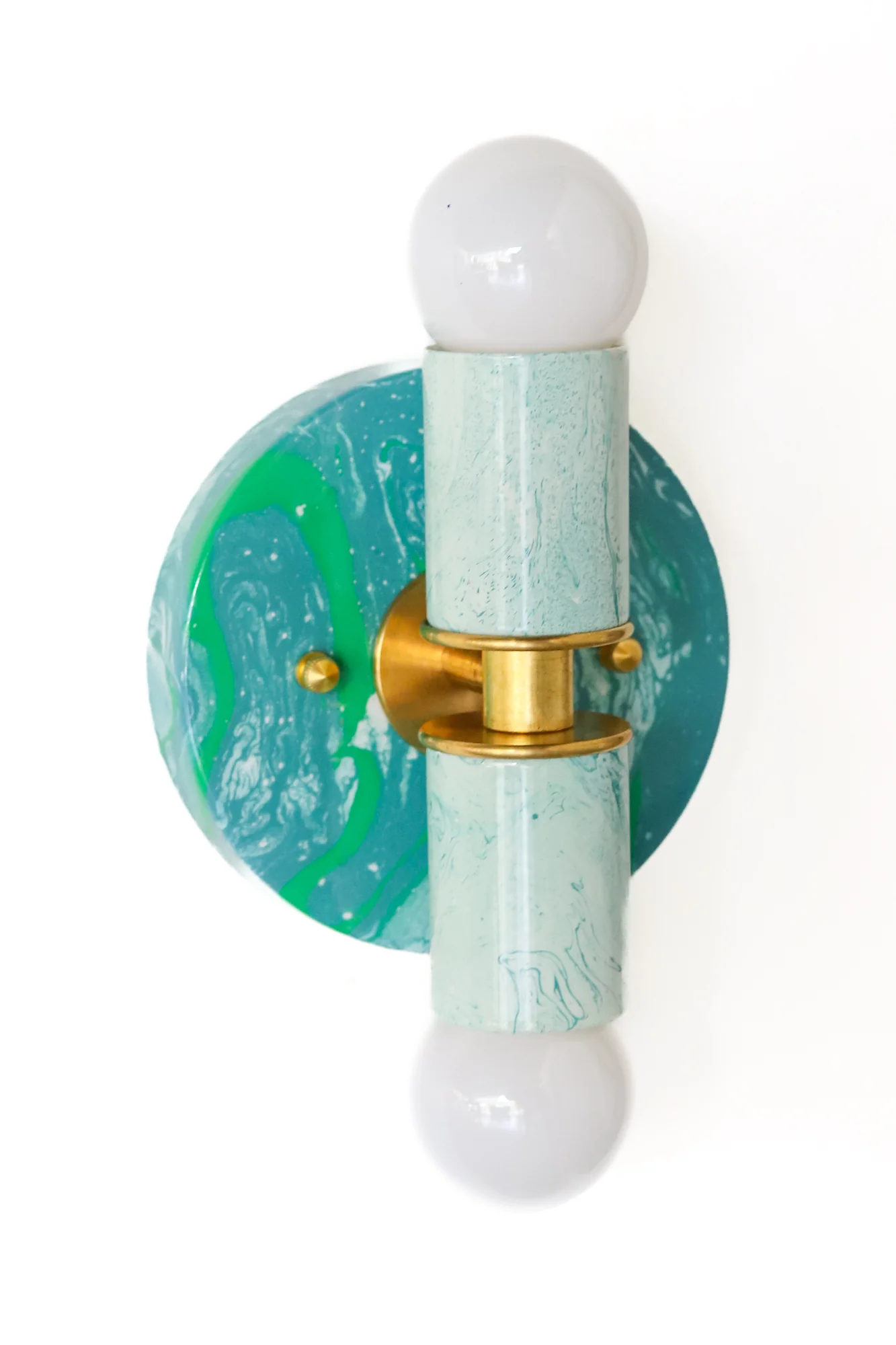 Teal & White Marbled Small Thalia Sconces - Image 5