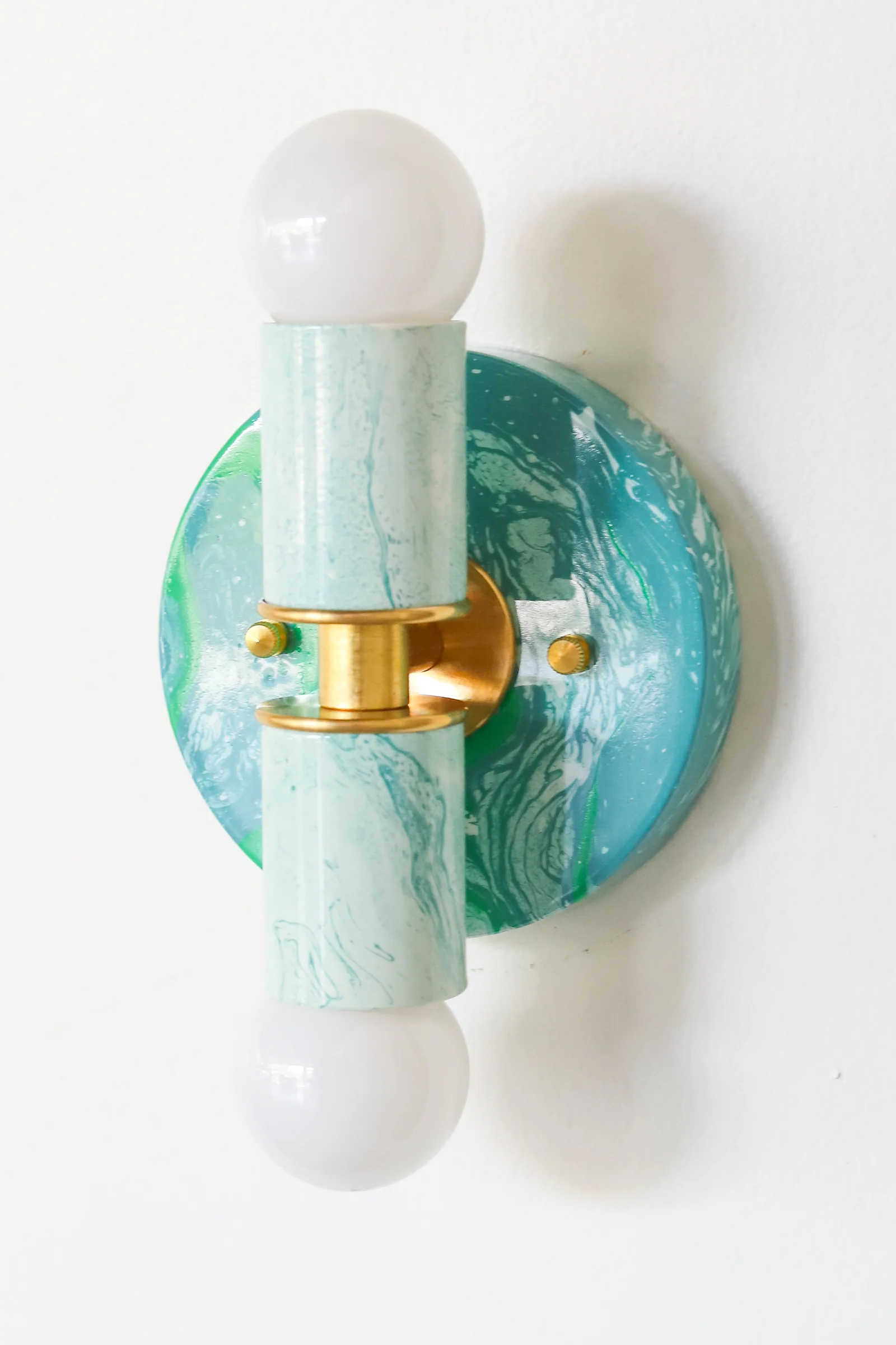 Teal & White Marbled Small Thalia Sconces - Image 6