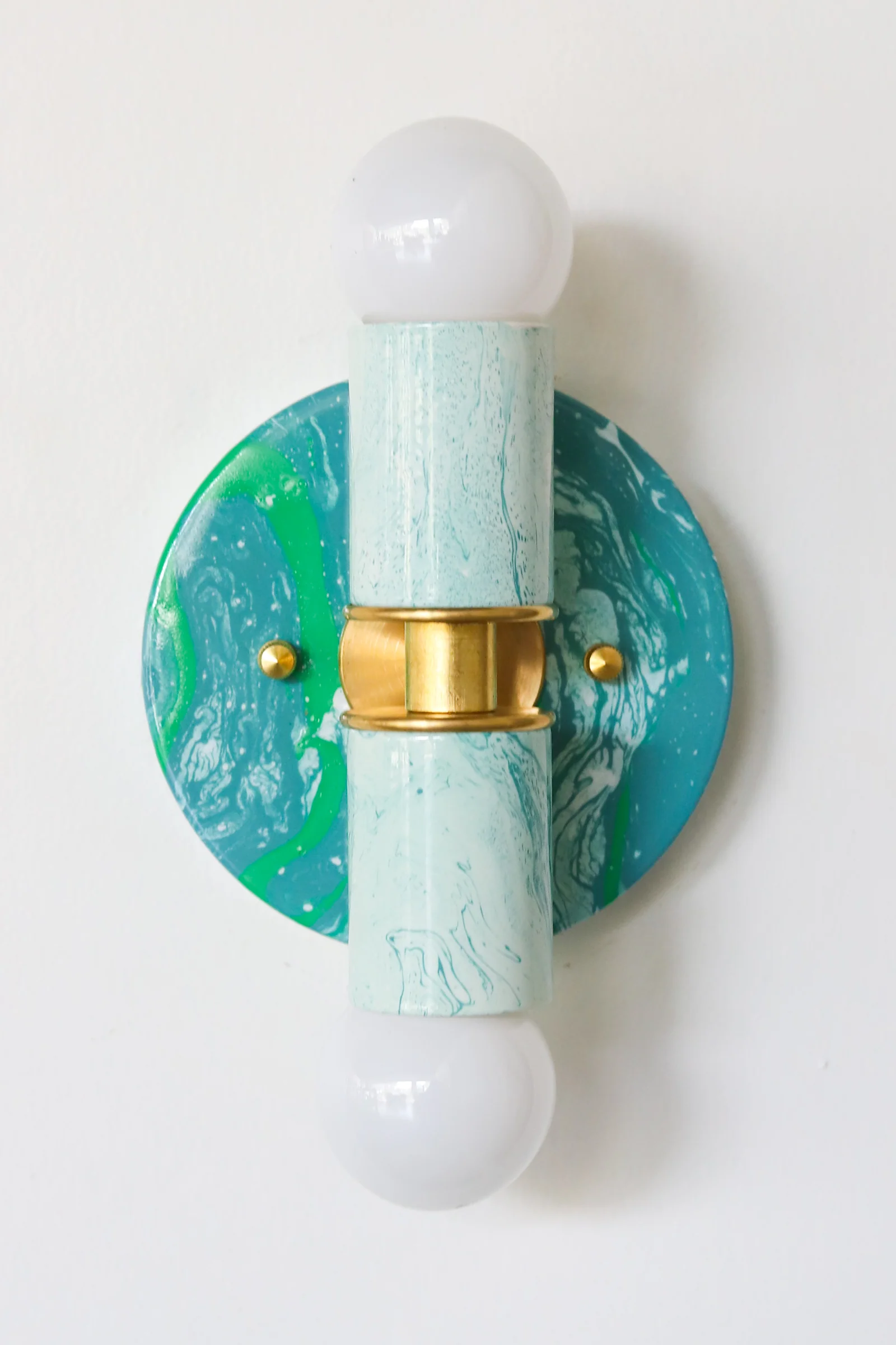 Teal & White Marbled Small Thalia Sconces - Image 7