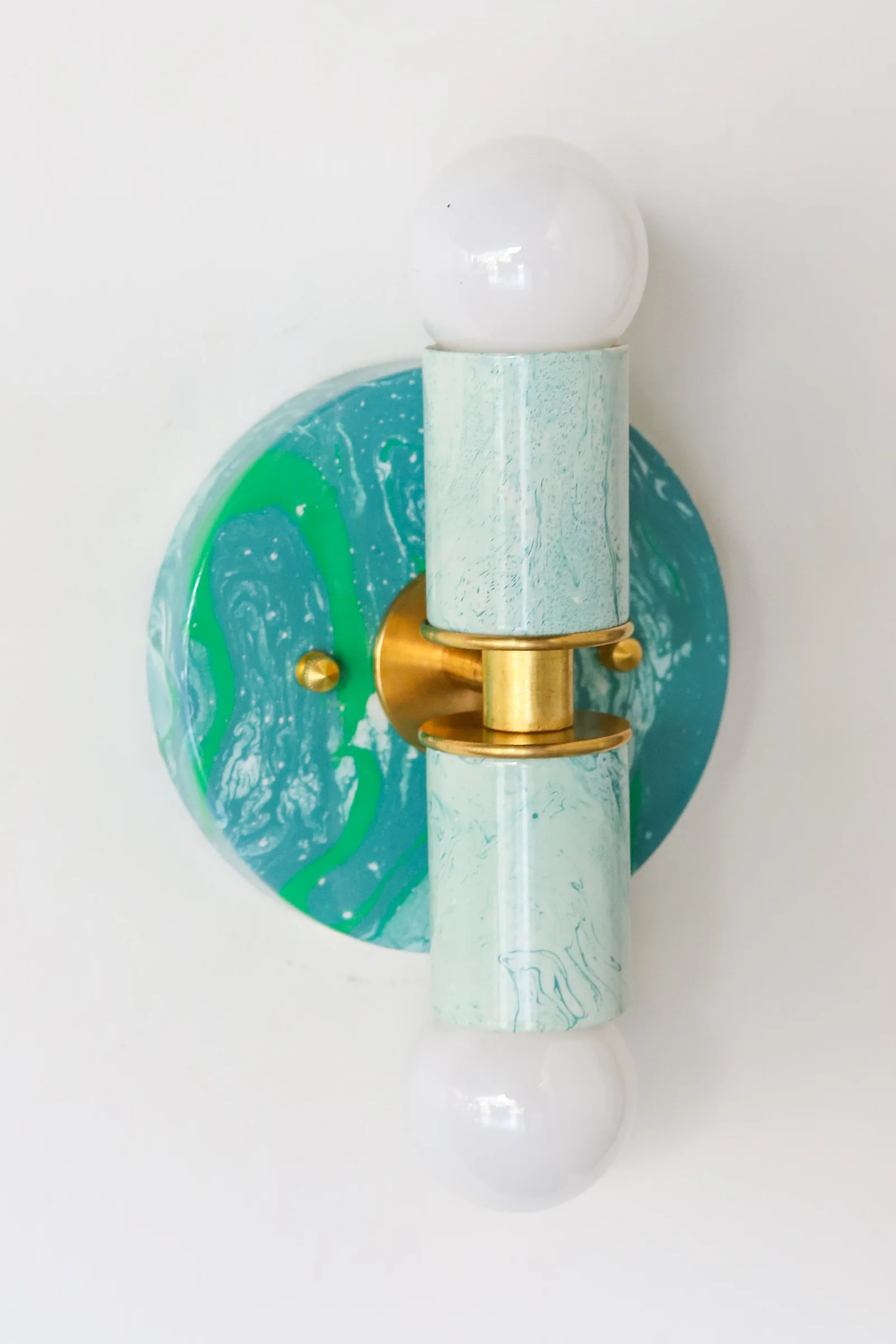 Teal & White Marbled Small Thalia Sconces - Image 8