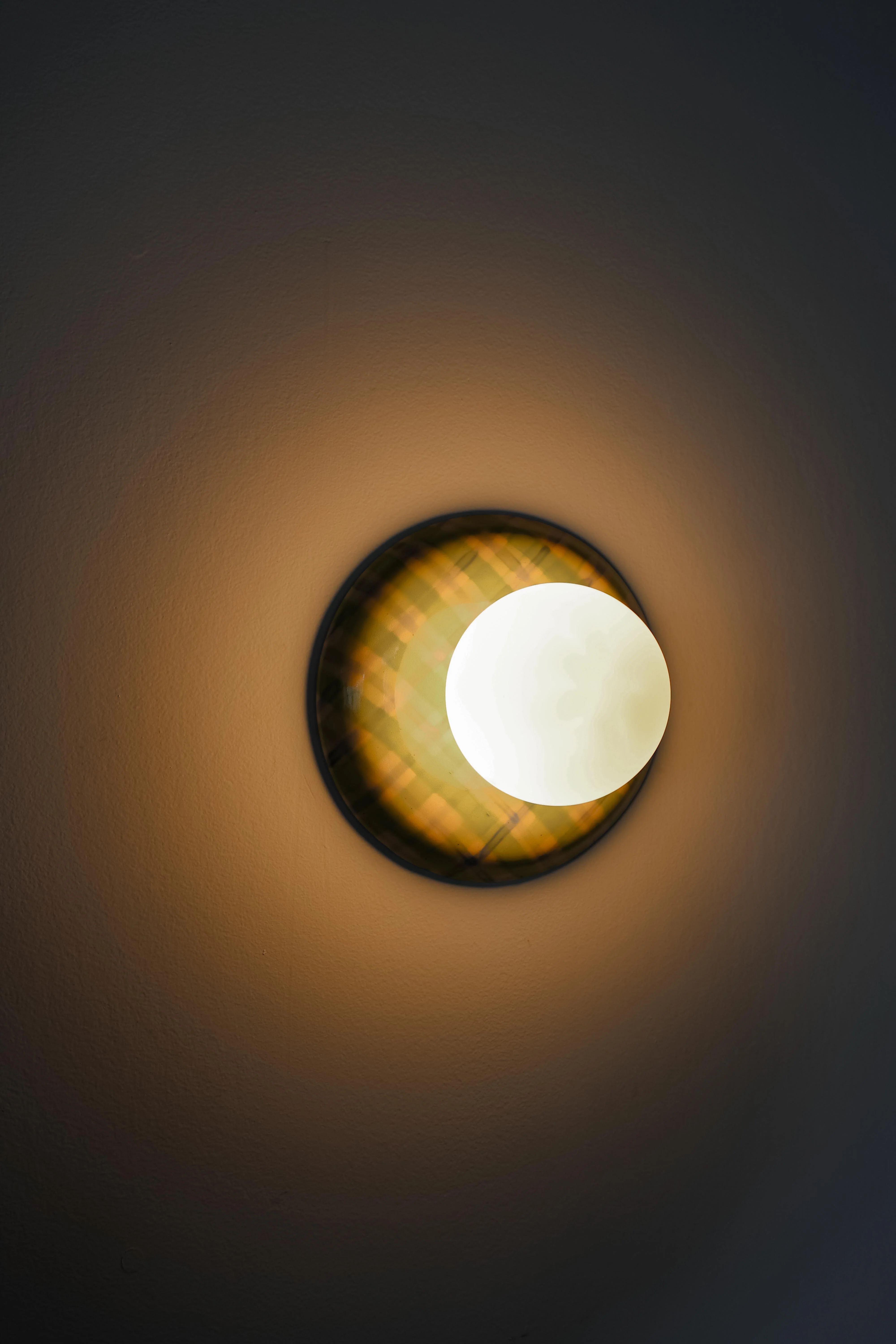 Watercolor Chartreuse + Blue Plaid Globe Sconce - One of One - Image 7