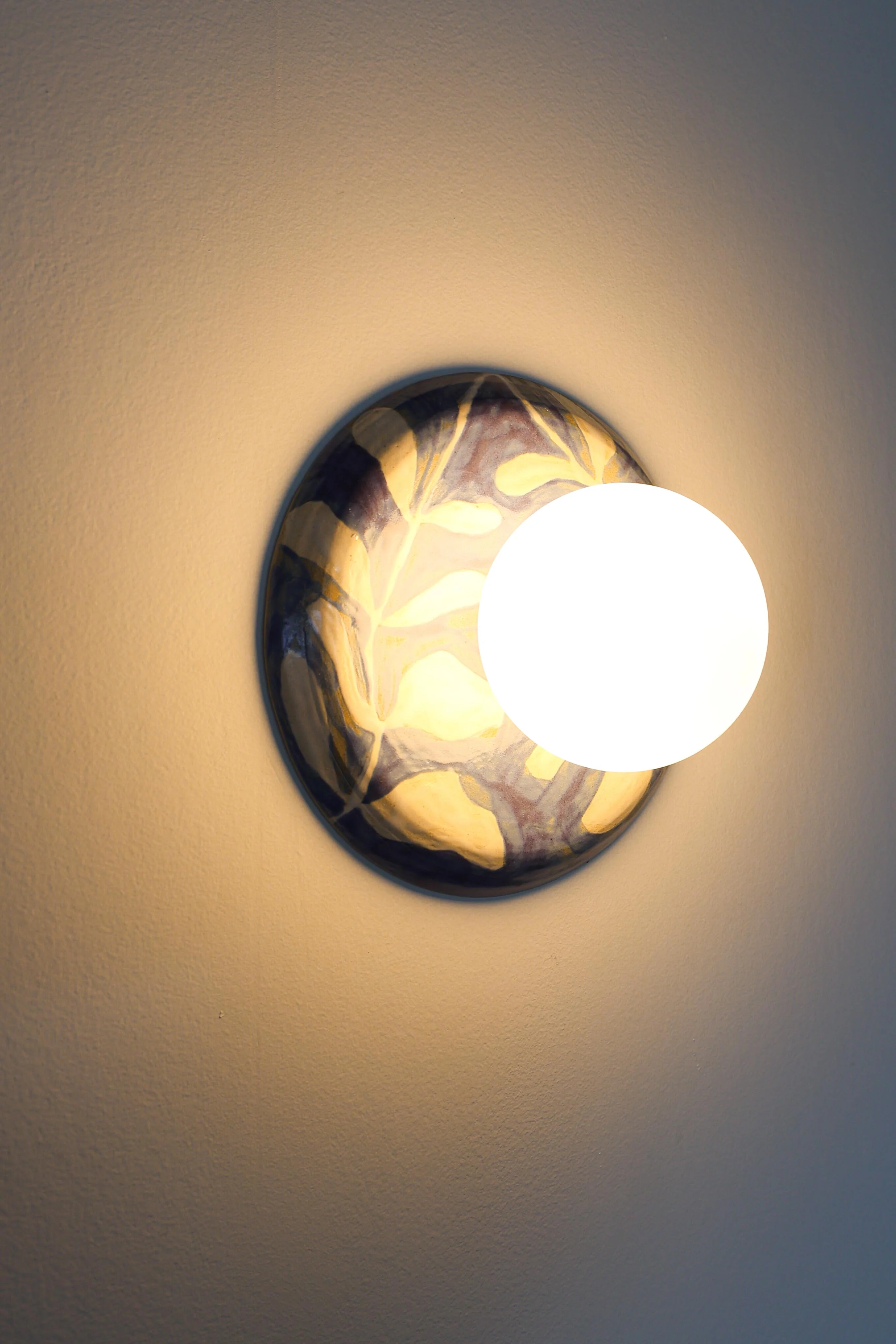 Watercolor Blue & White Leafy Globe Sconce - One of One - Image 10