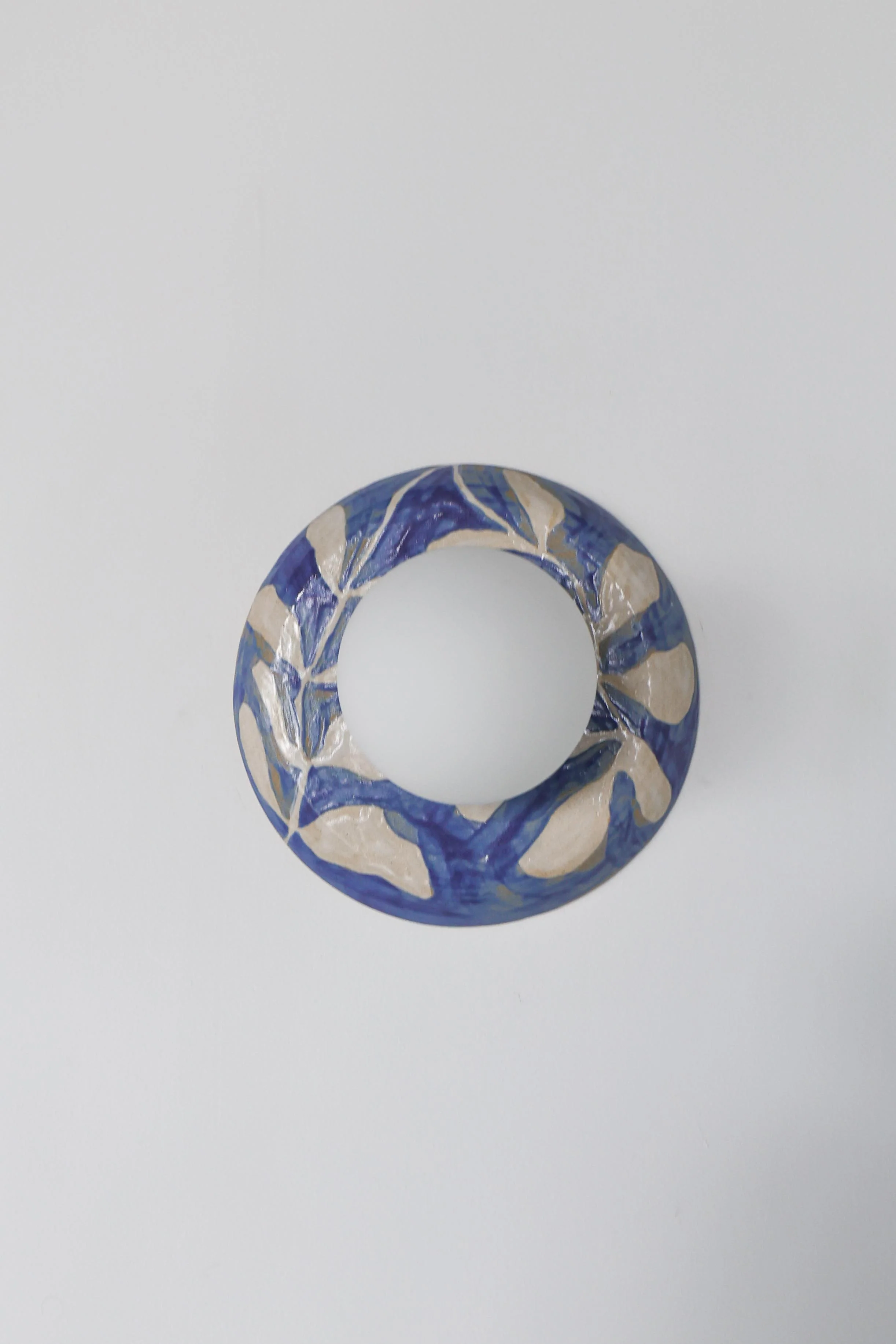 Watercolor Blue & White Leafy Globe Sconce - One of One - Image 11