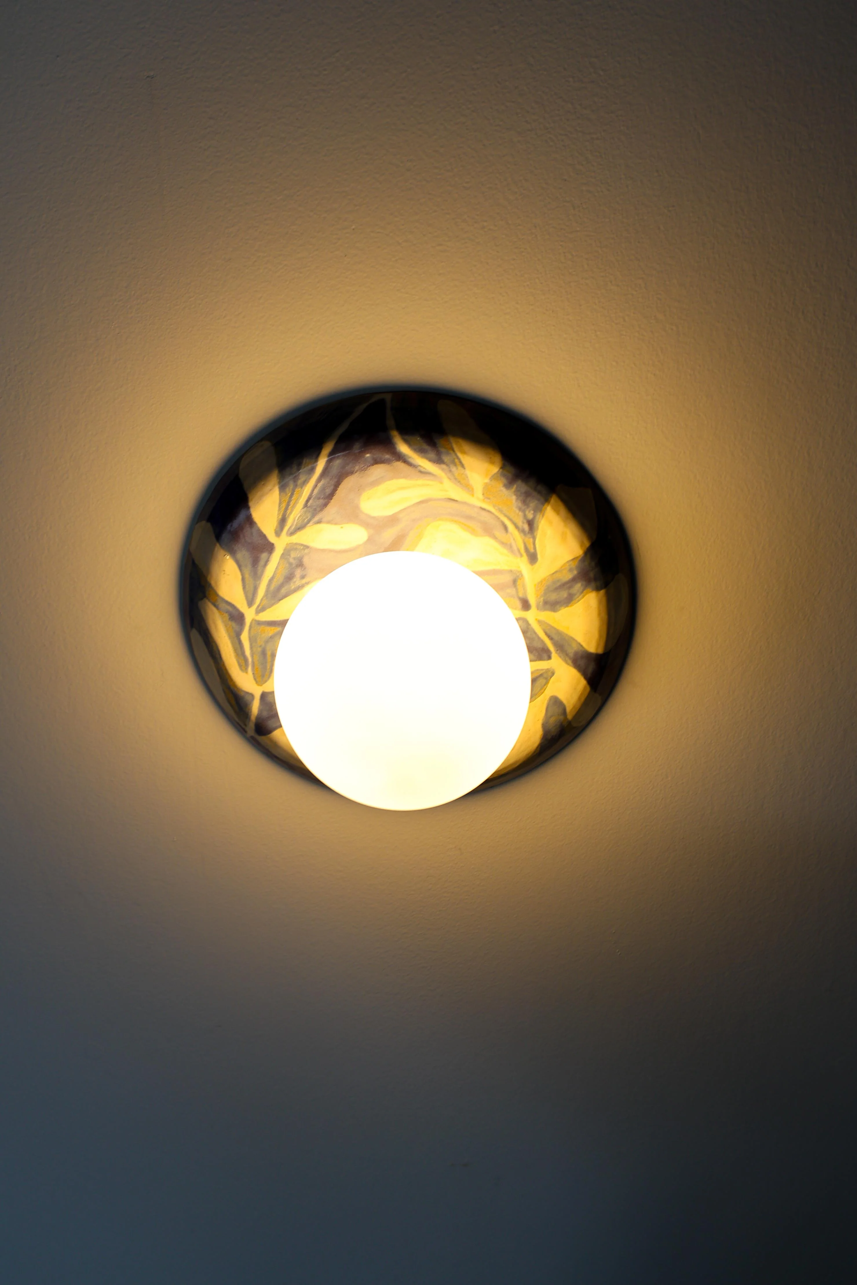 Watercolor Blue & White Leafy Globe Sconce - One of One - Image 4
