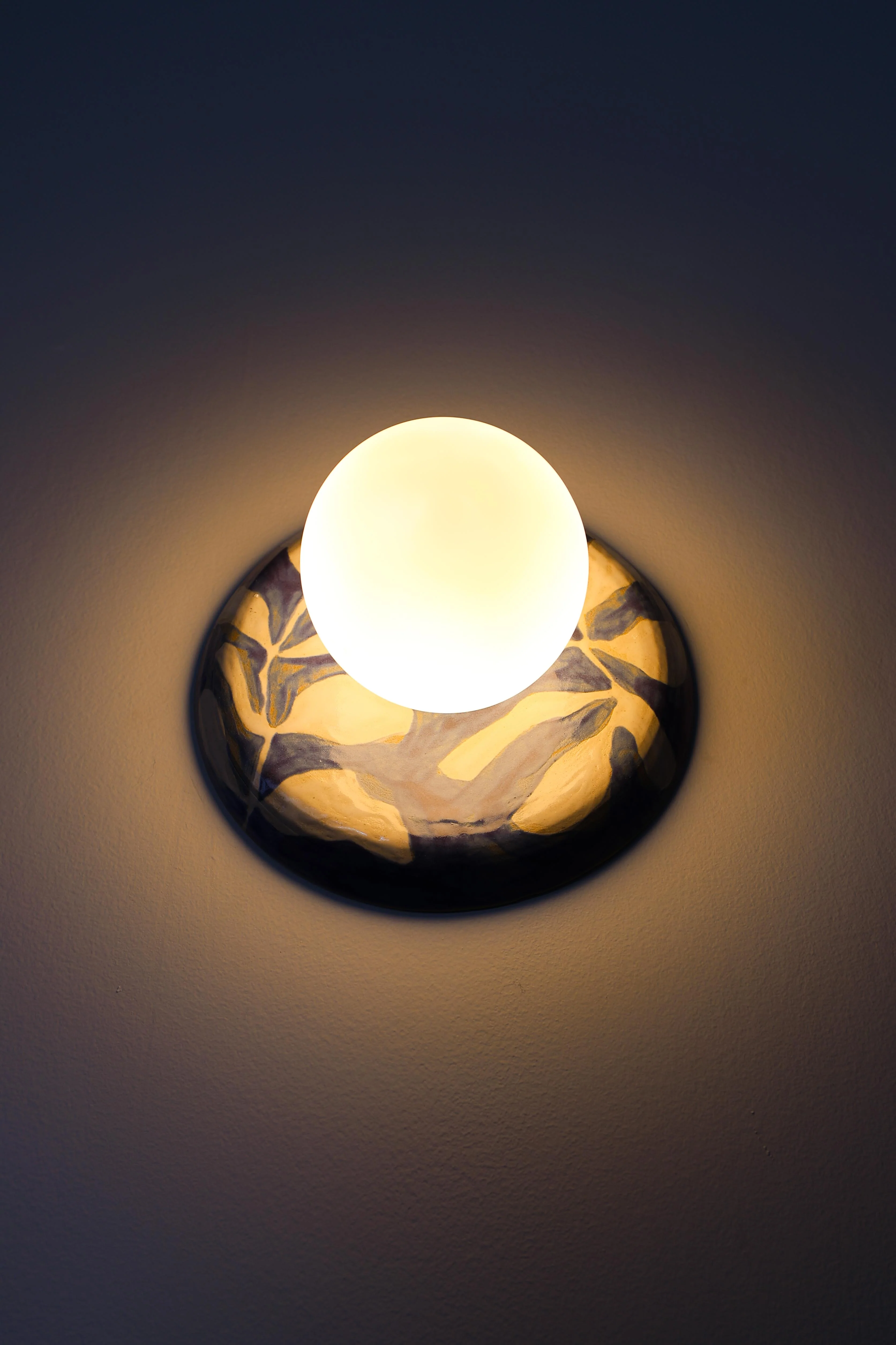 Watercolor Blue & White Leafy Globe Sconce - One of One - Image 6