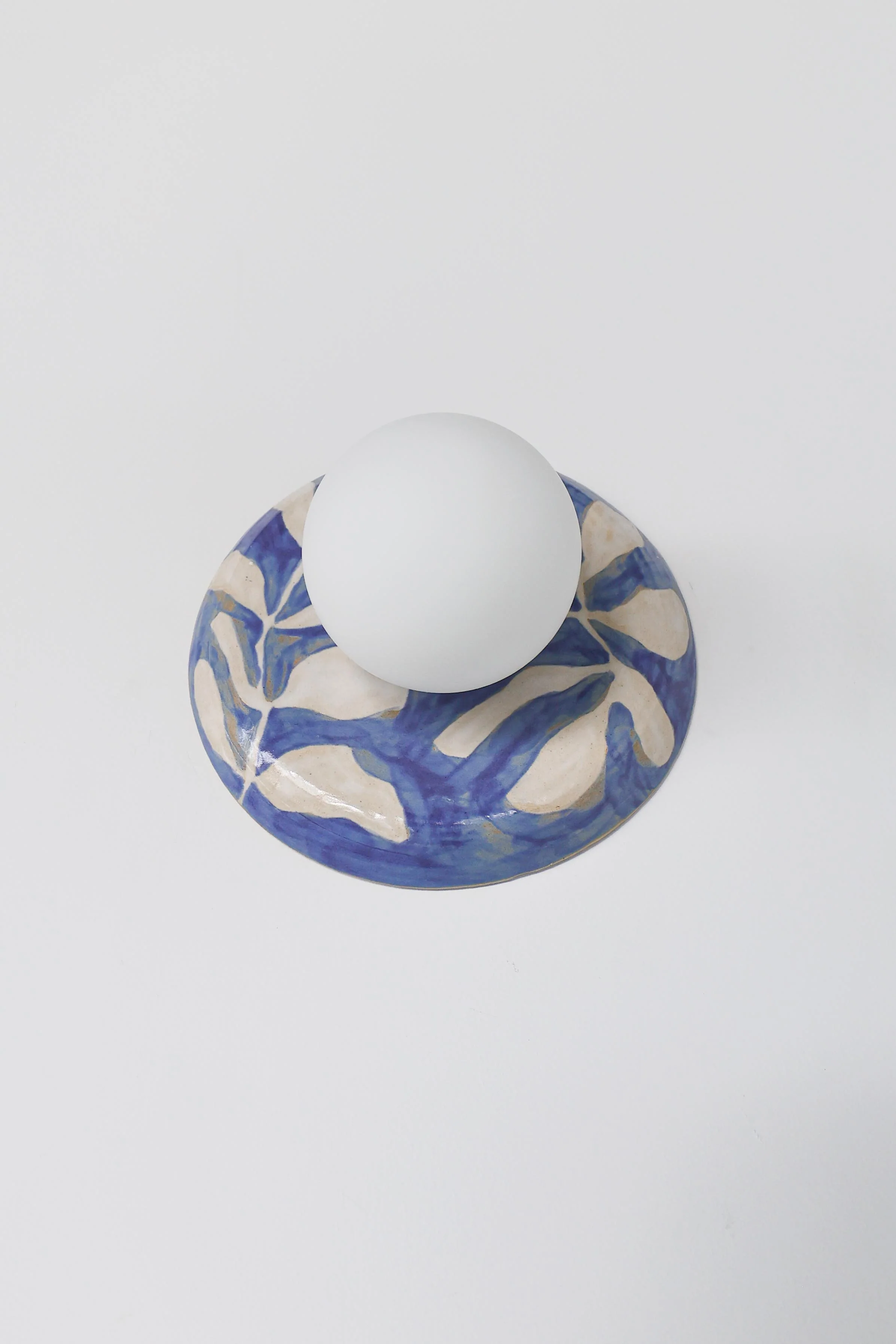 Watercolor Blue & White Leafy Globe Sconce - One of One - Image 7