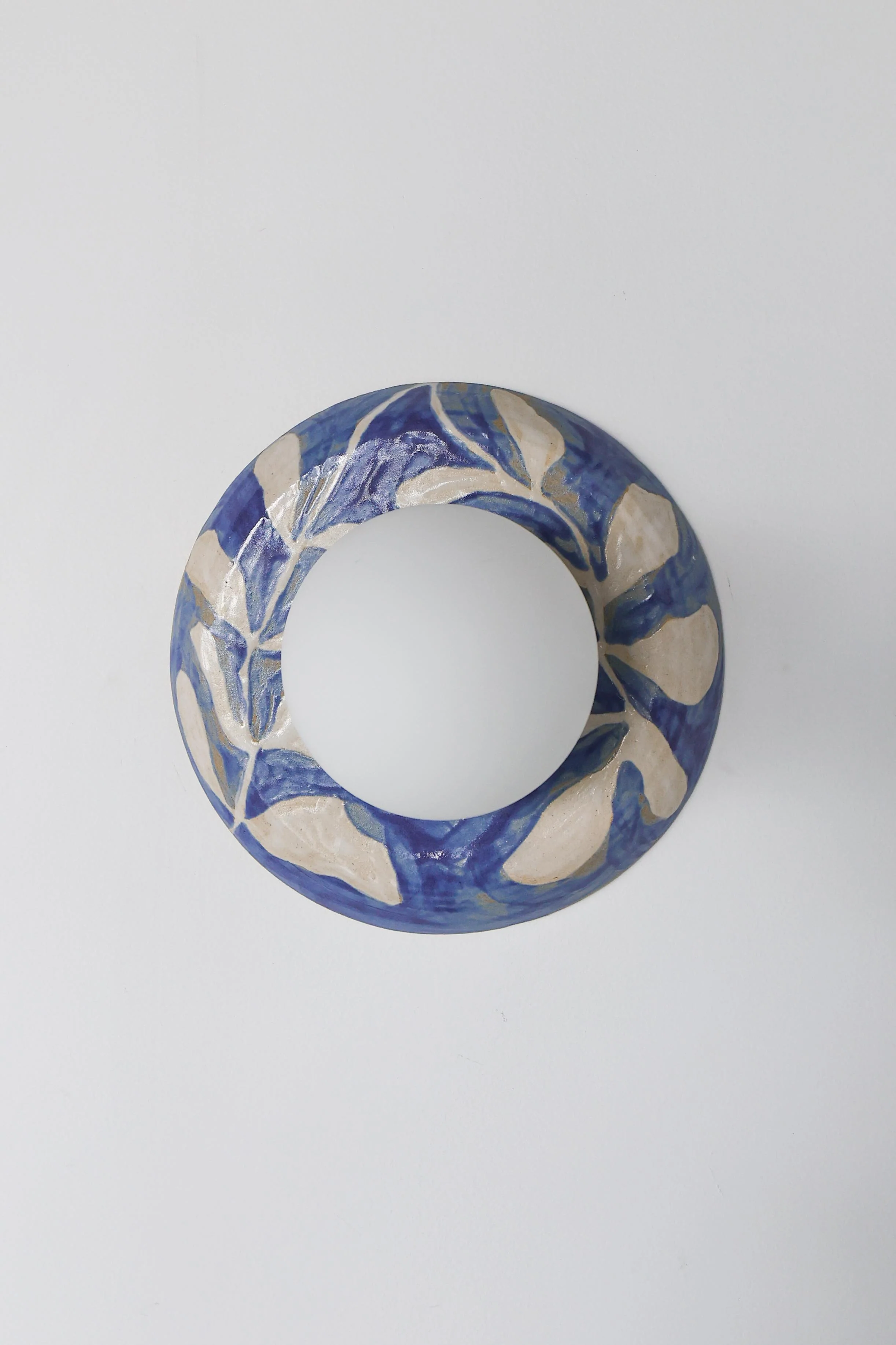 Watercolor Blue & White Leafy Globe Sconce - One of One - Image 9