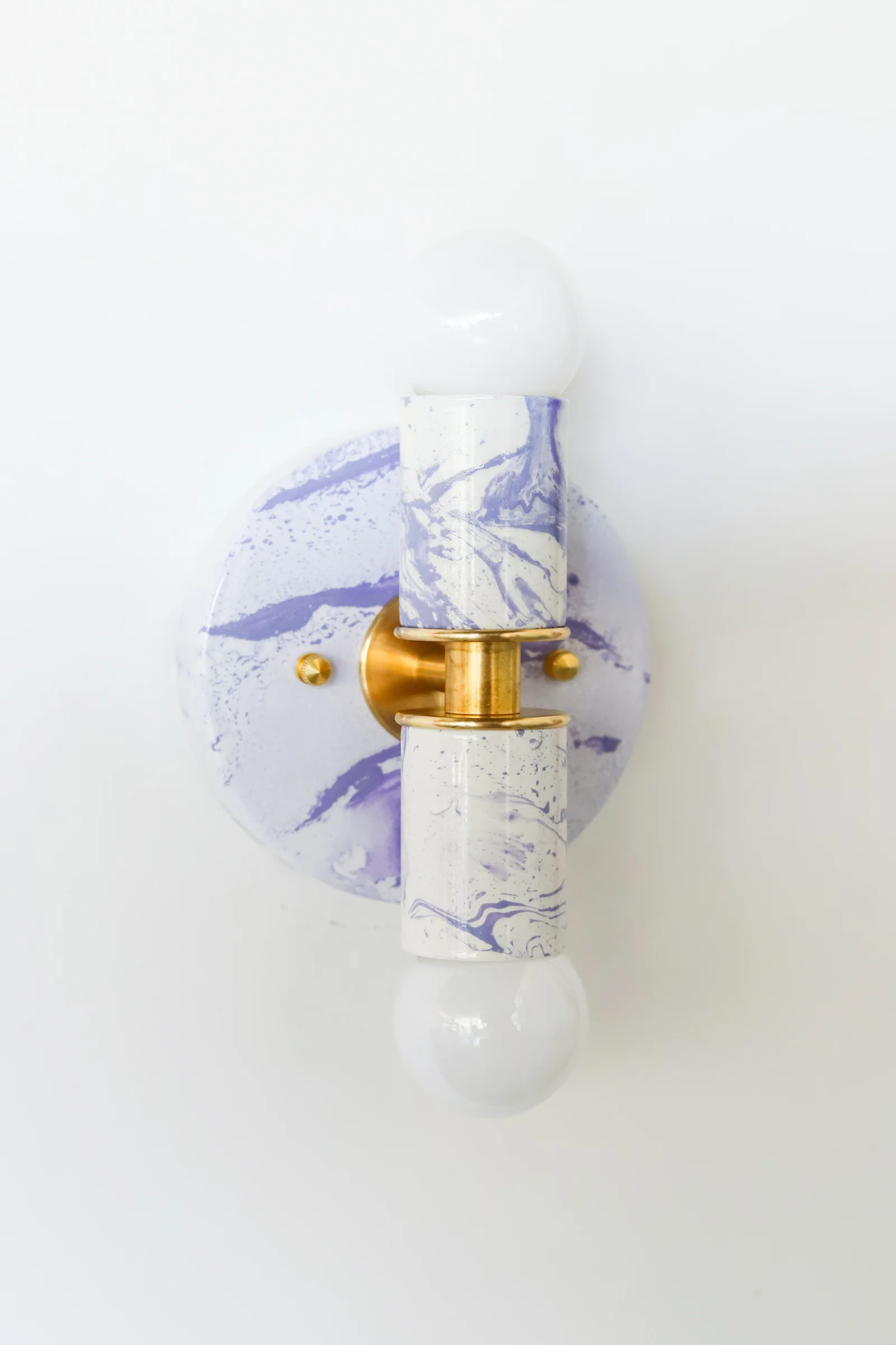 White & Lavender Marbled Small Thalia Sconces - Image 13