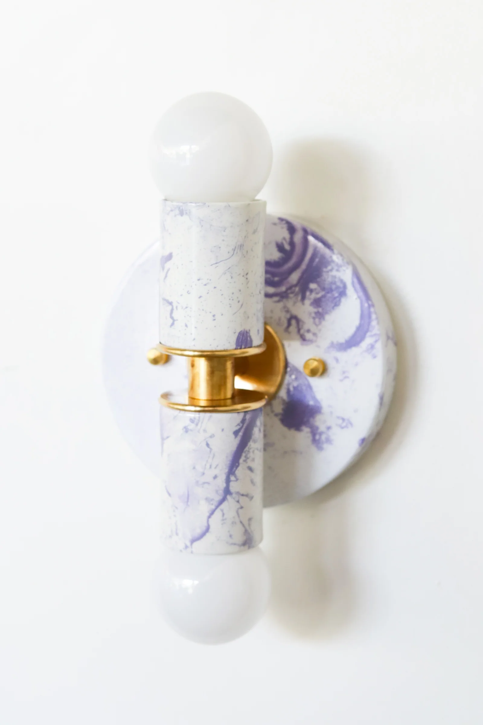 White & Lavender Marbled Small Thalia Sconces - Image 15