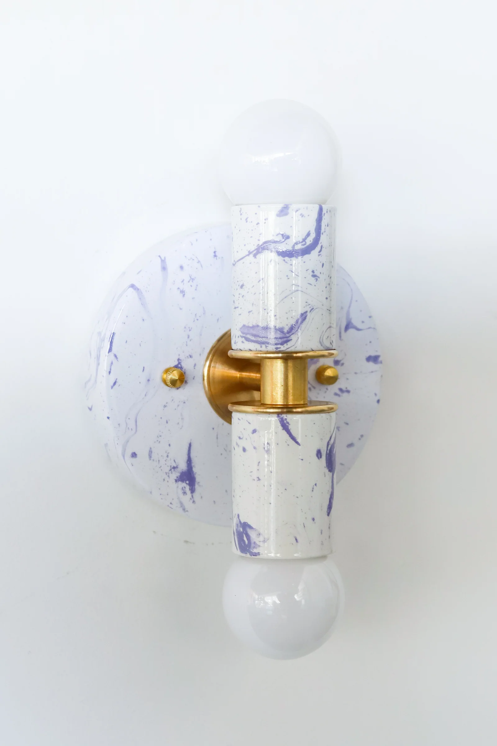 White & Lavender Marbled Small Thalia Sconces - Image 16